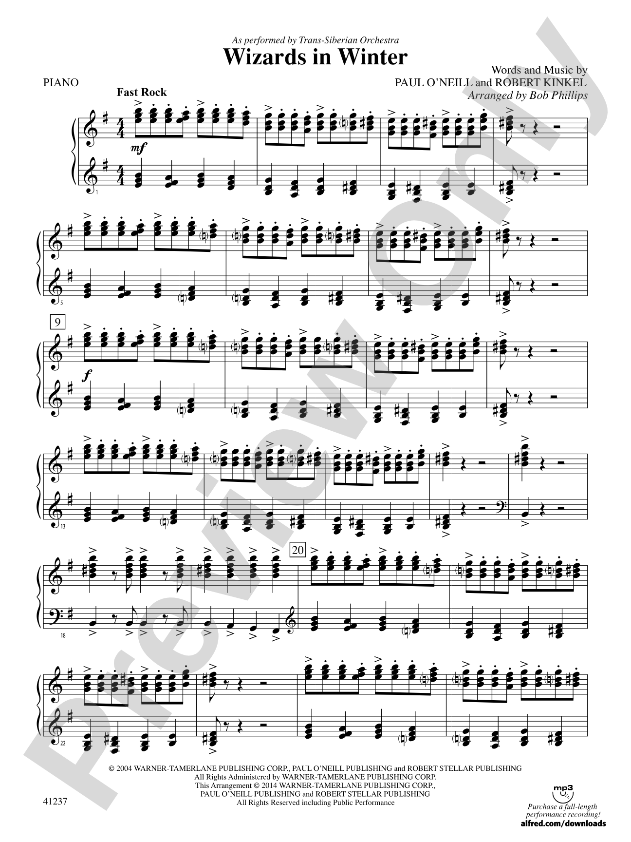 Wizards in Winter: Piano Accompaniment