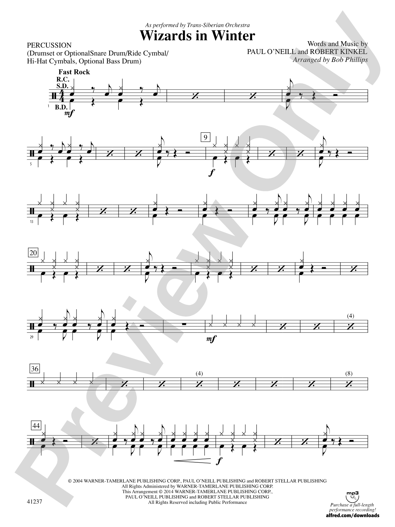 Wizards in Winter: 1st Percussion