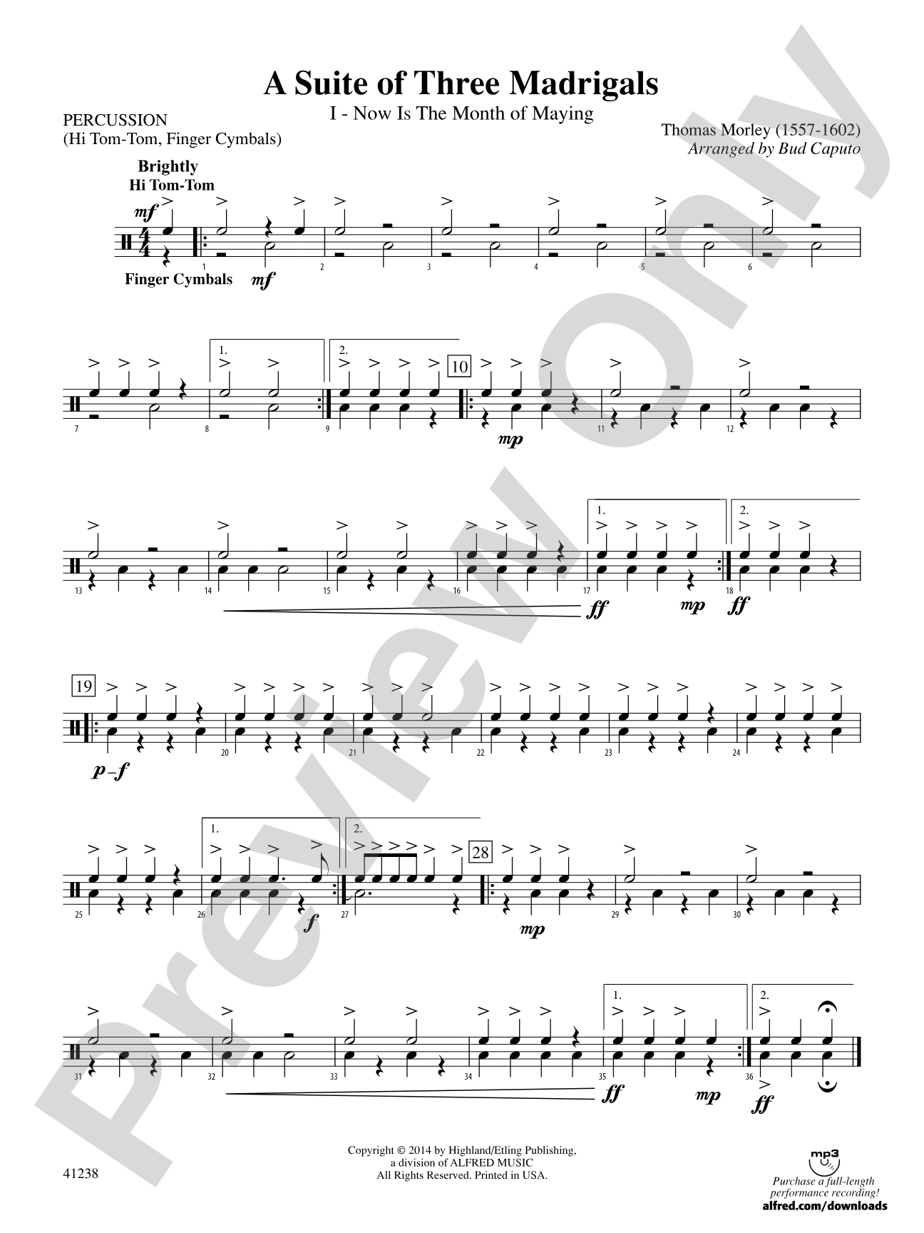 A Suite of Three Madrigals: 1st Percussion