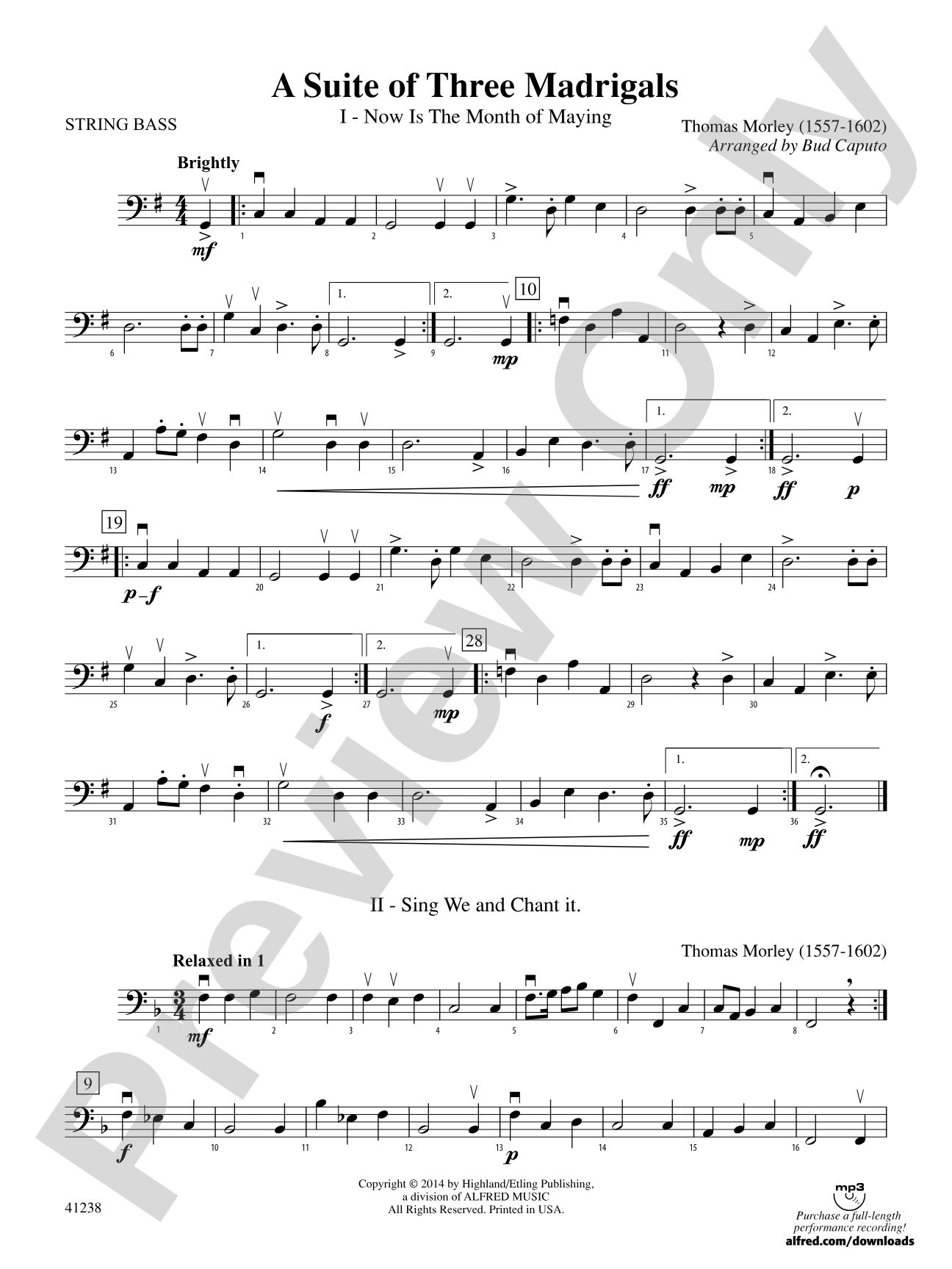 A Suite of Three Madrigals: String Bass