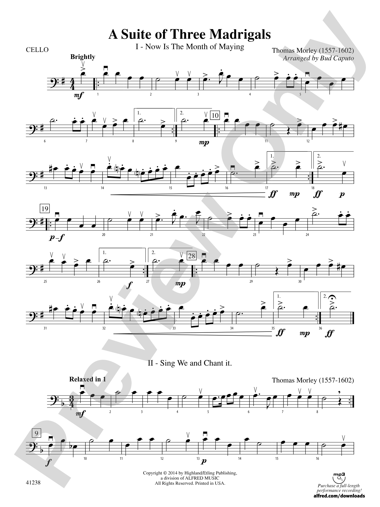 A Suite of Three Madrigals: Cello