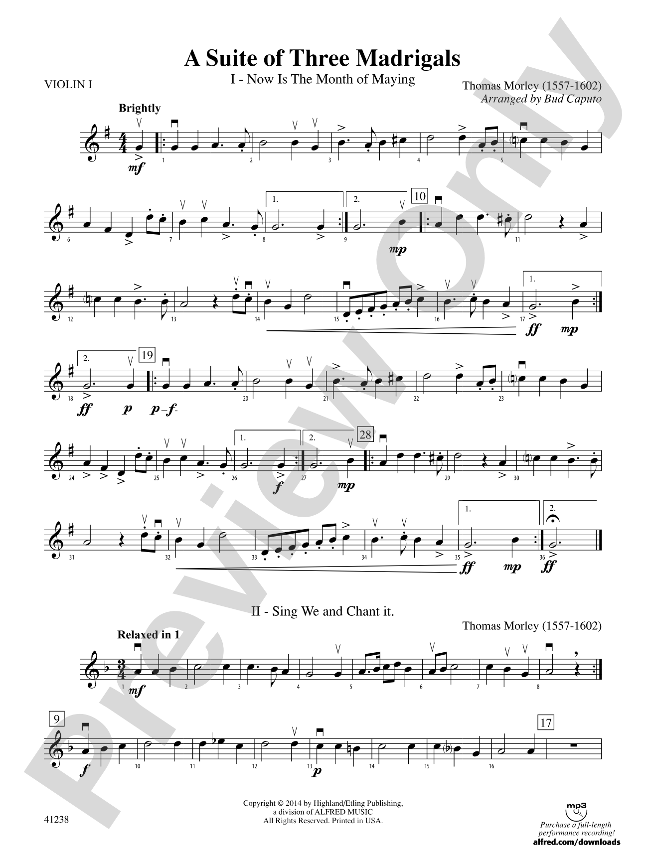 A Suite of Three Madrigals: 1st Violin