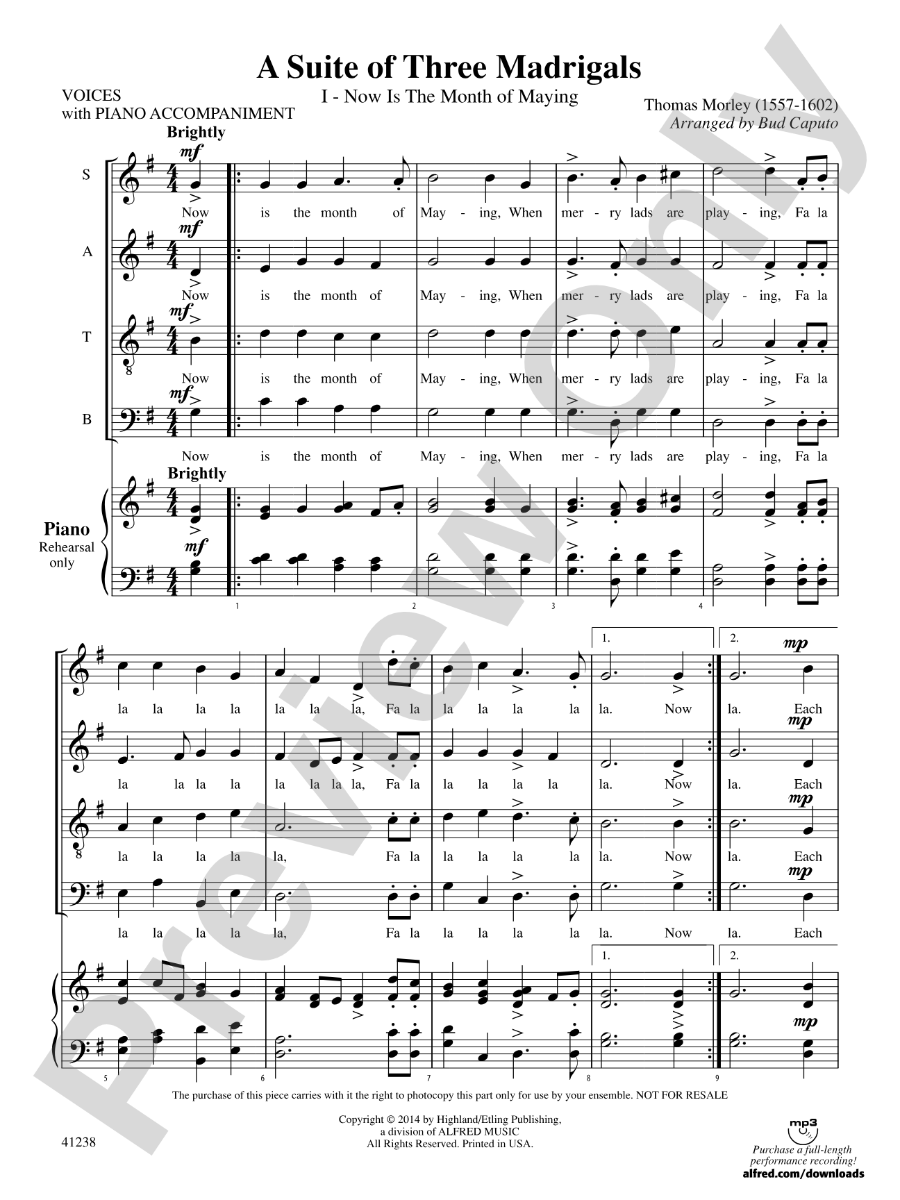 A Suite of Three Madrigals: Vocals