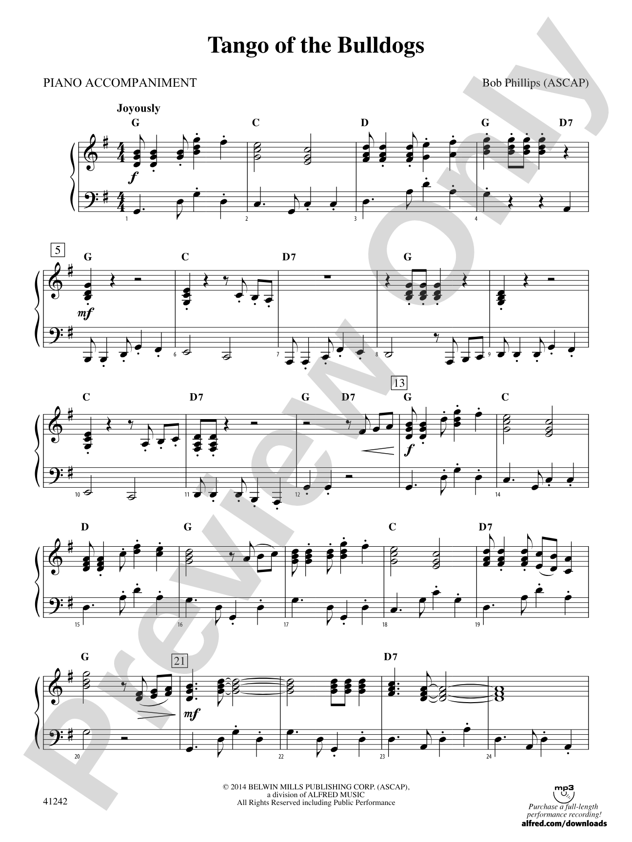 Tango of the Bulldogs: Piano Accompaniment