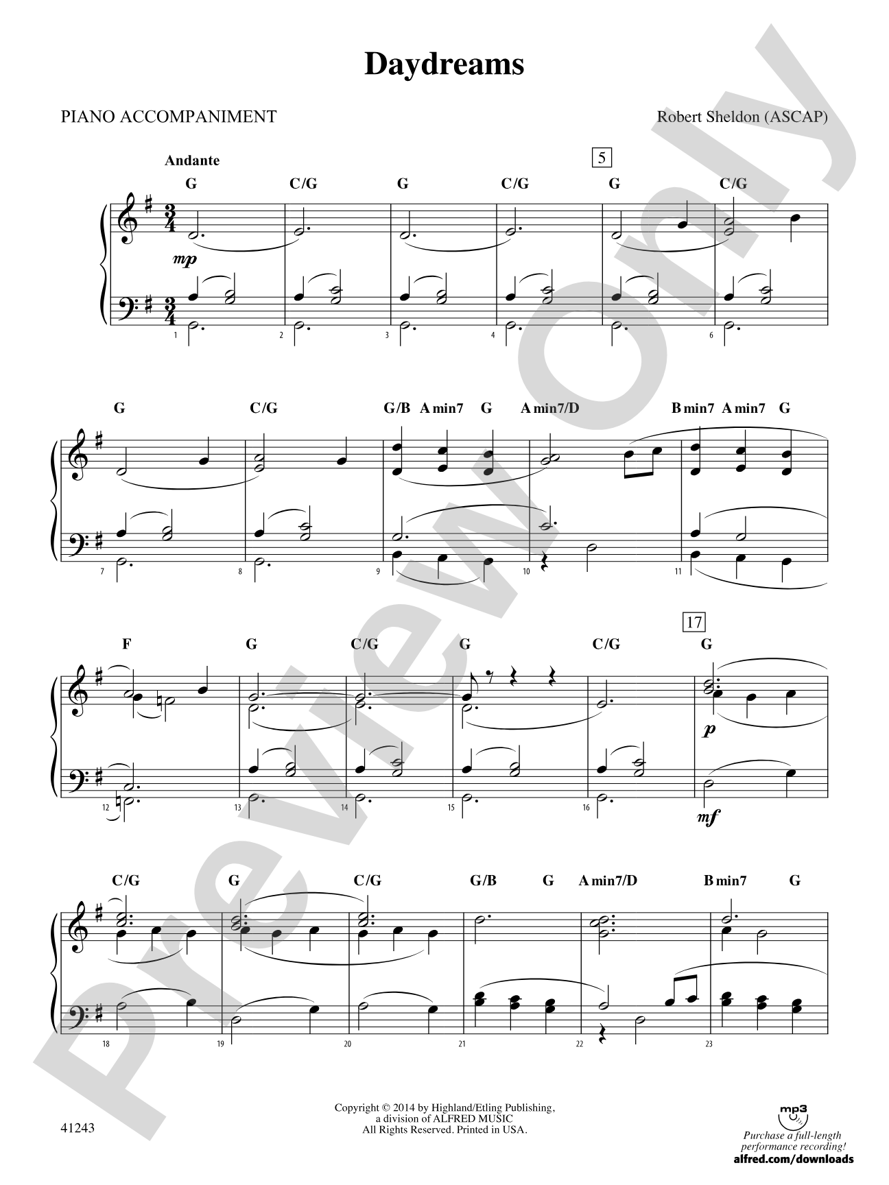 Daydreams: Piano Accompaniment
