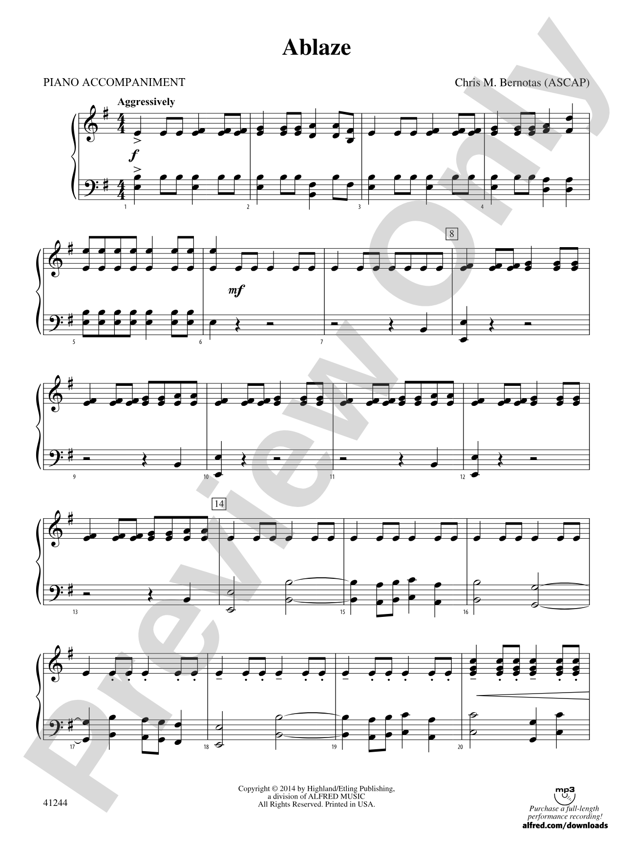 Ablaze: Piano Accompaniment