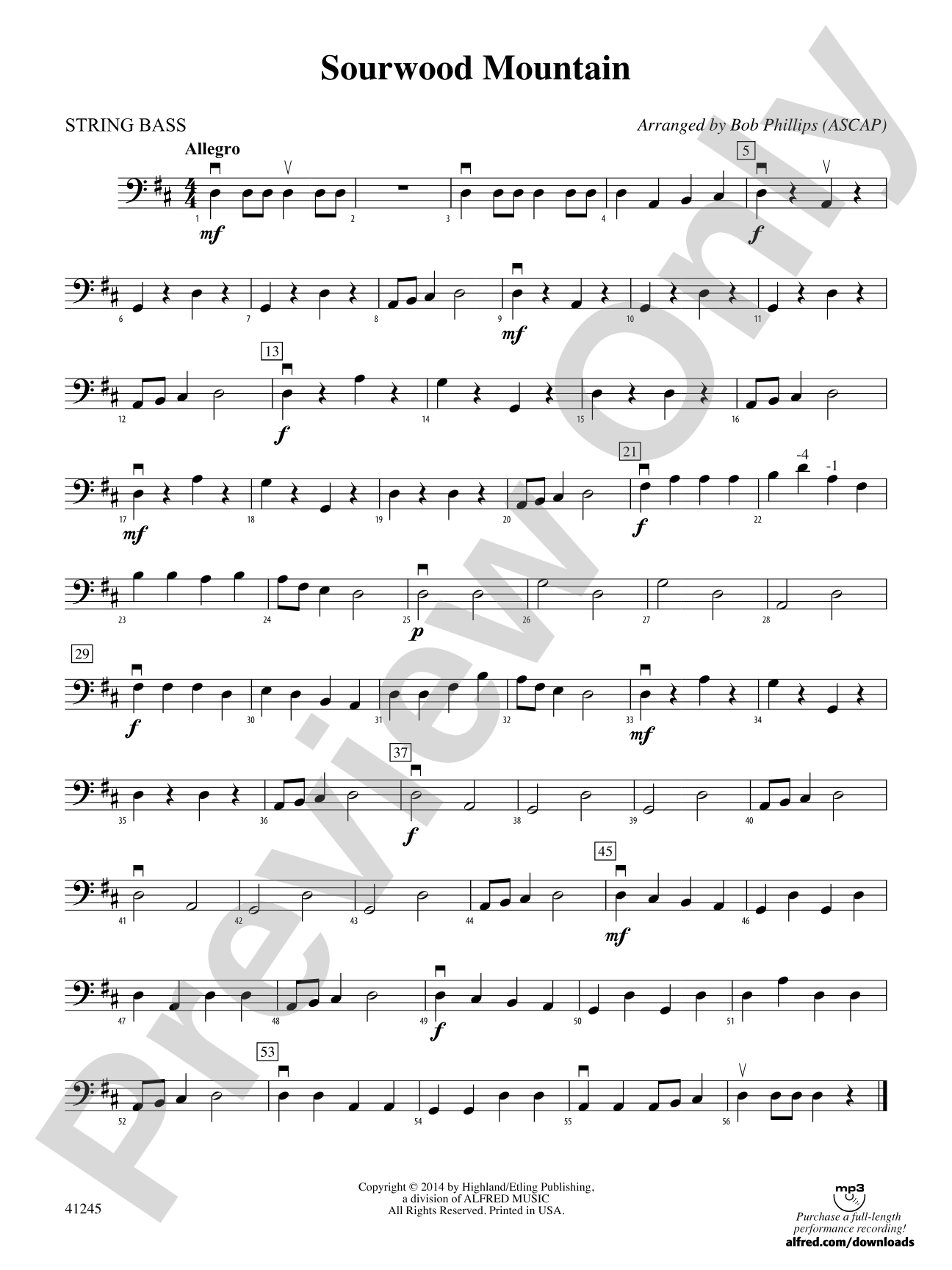 Sourwood Mountain: String Bass