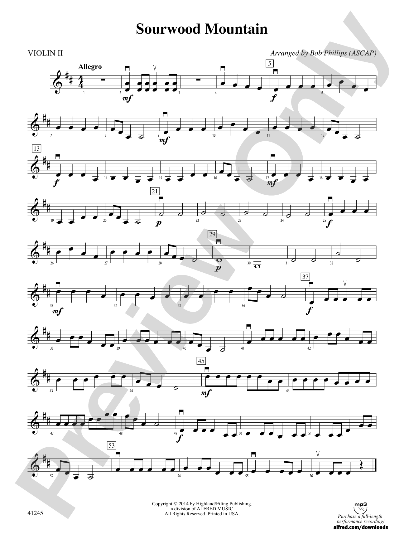 Sourwood Mountain: 2nd Violin