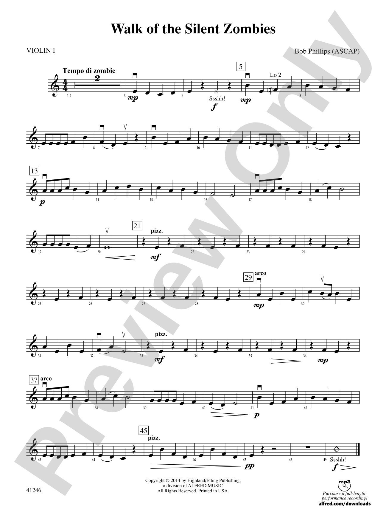 Walk of the Silent Zombies: 1st Violin