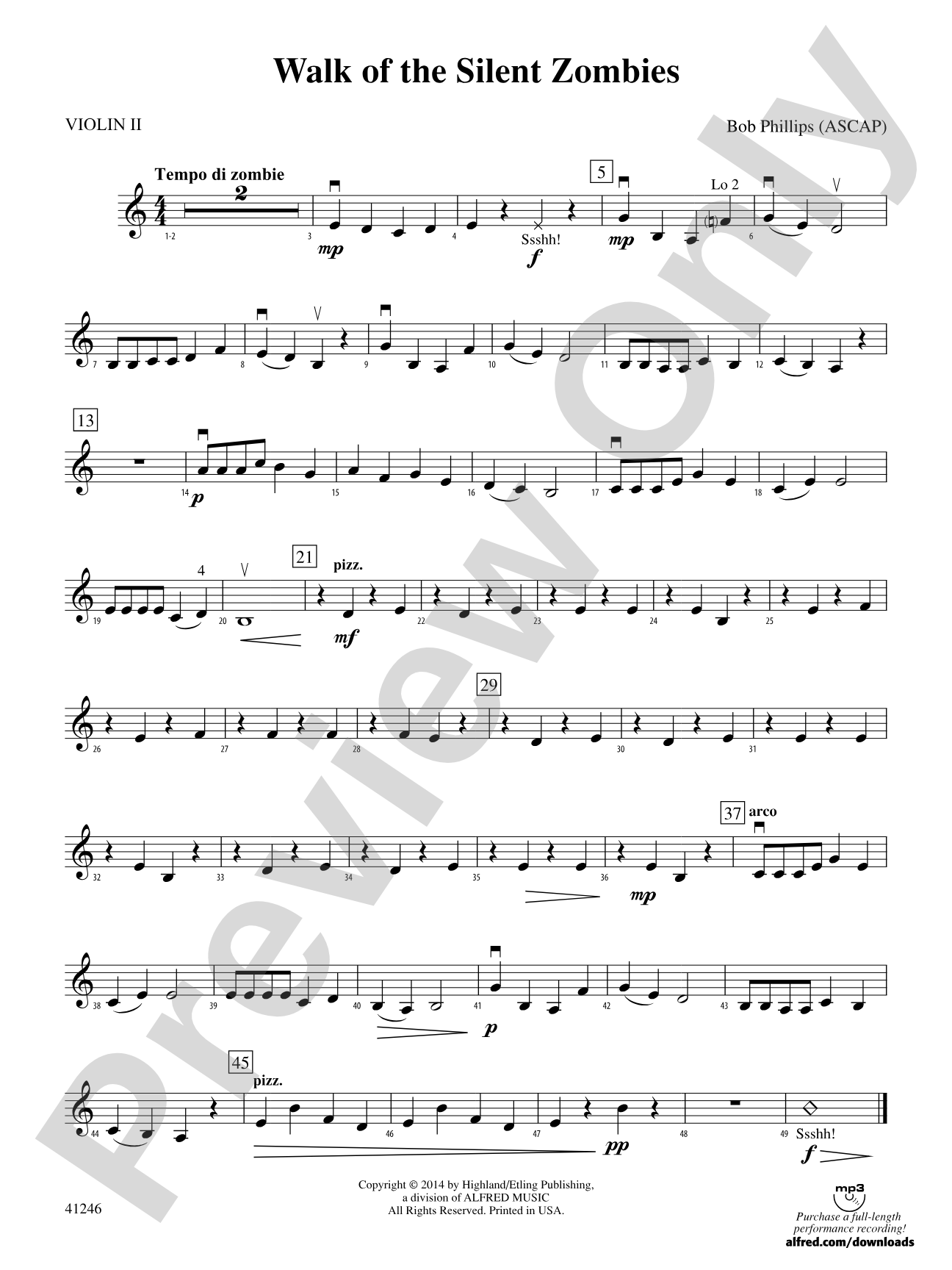 Walk of the Silent Zombies: 2nd Violin