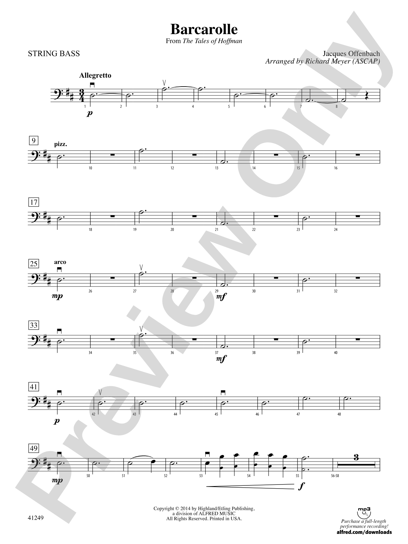 Barcarolle (from The Tales of Hoffman): String Bass