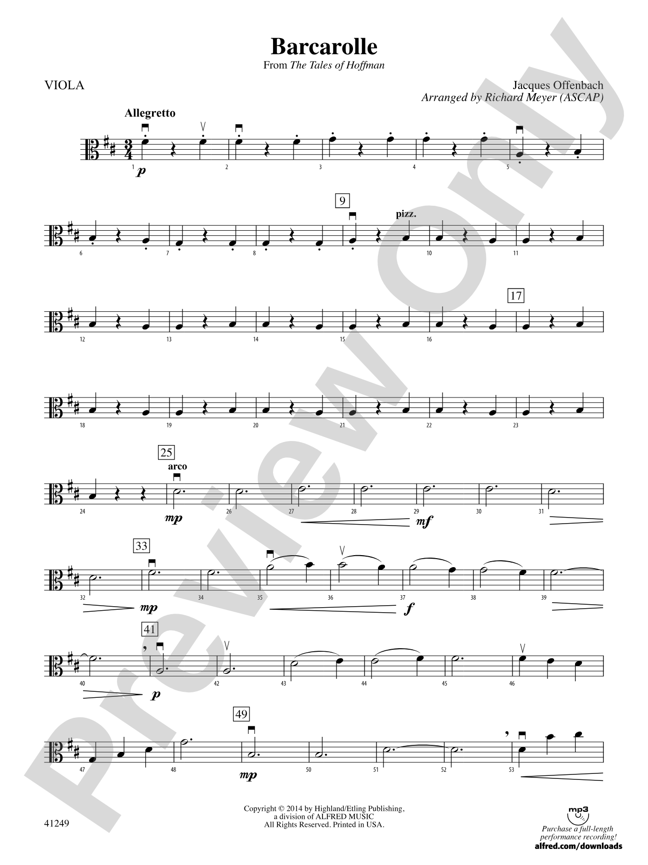 Barcarolle (from The Tales of Hoffman): Viola