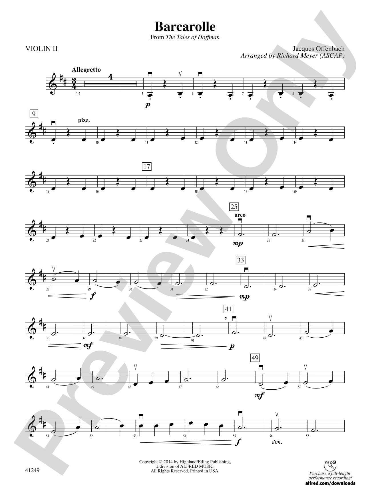 Barcarolle (from The Tales of Hoffman): 2nd Violin