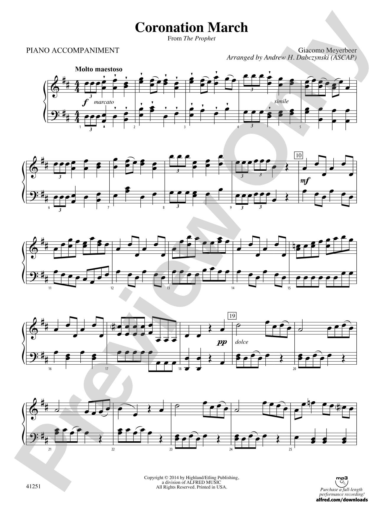 Coronation March (from The Prophet): Piano Accompaniment