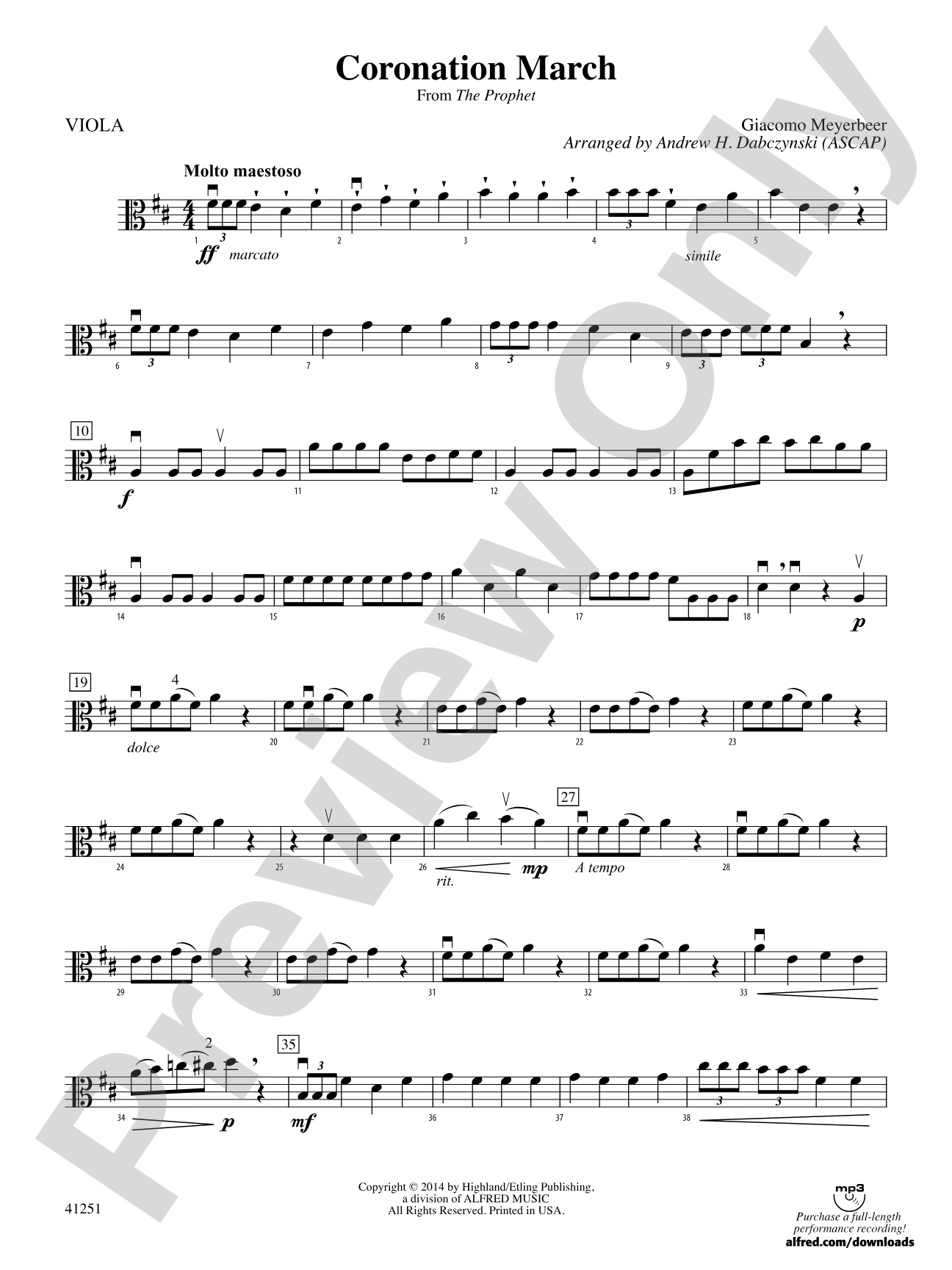 Coronation March (from The Prophet): Viola