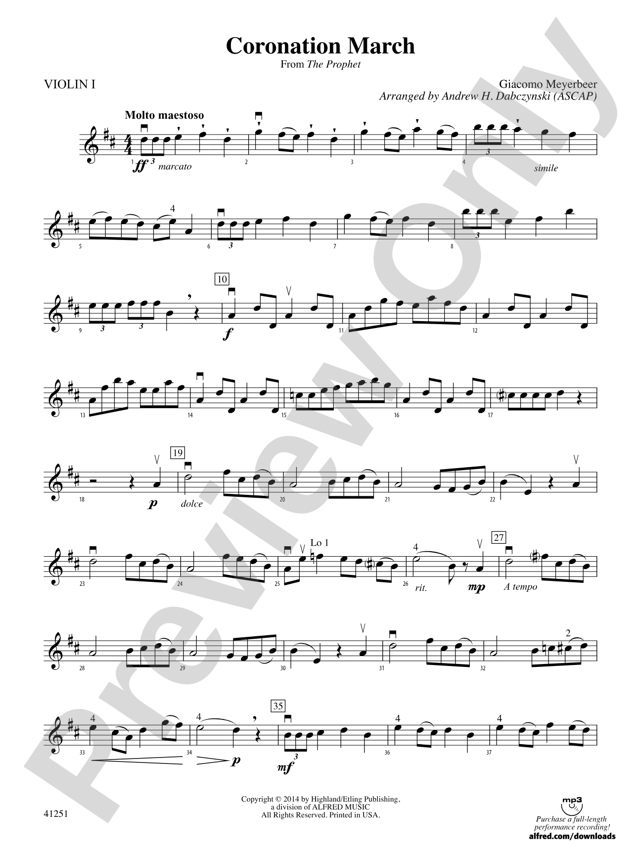 Coronation March (from The Prophet): 1st Violin