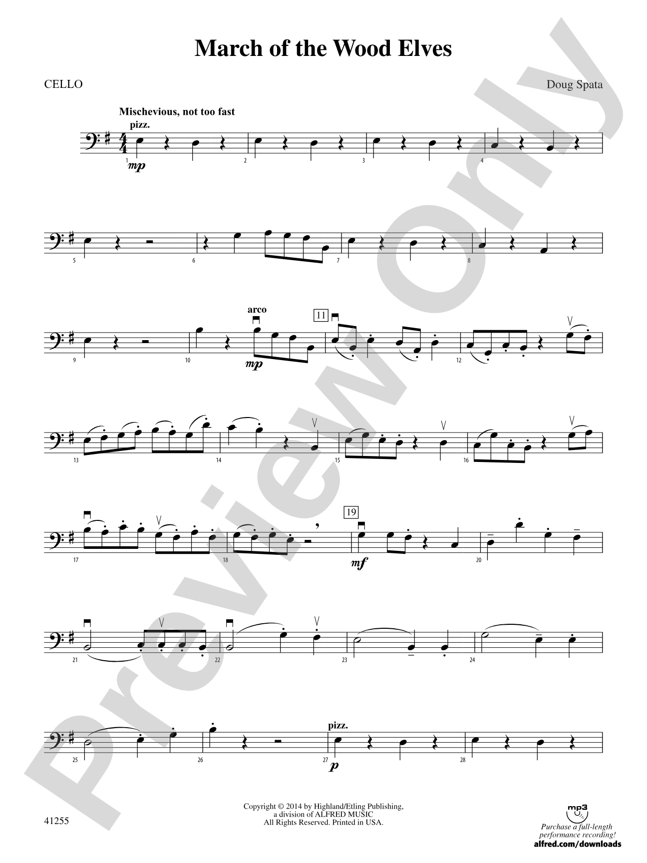 March of the Wood Elves: Cello