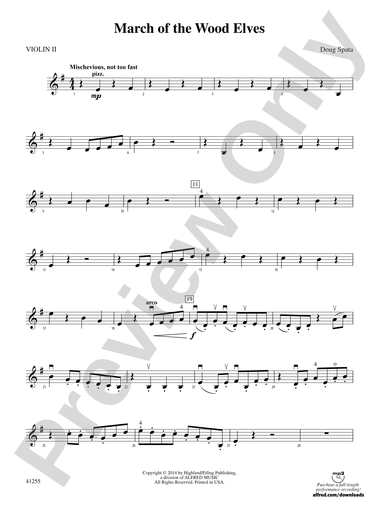 March of the Wood Elves: 2nd Violin