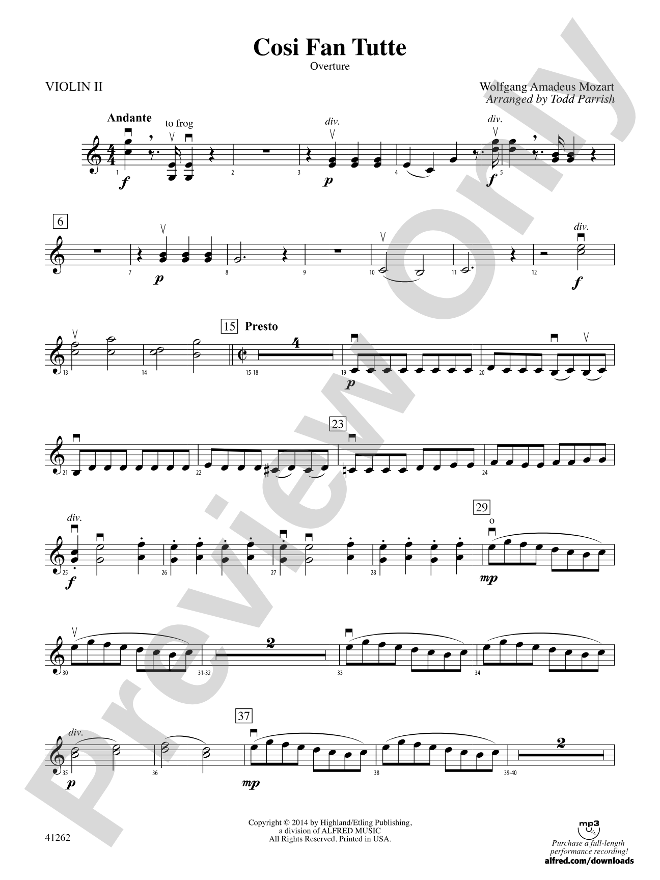 Cosi Fan Tutte: 2nd Violin