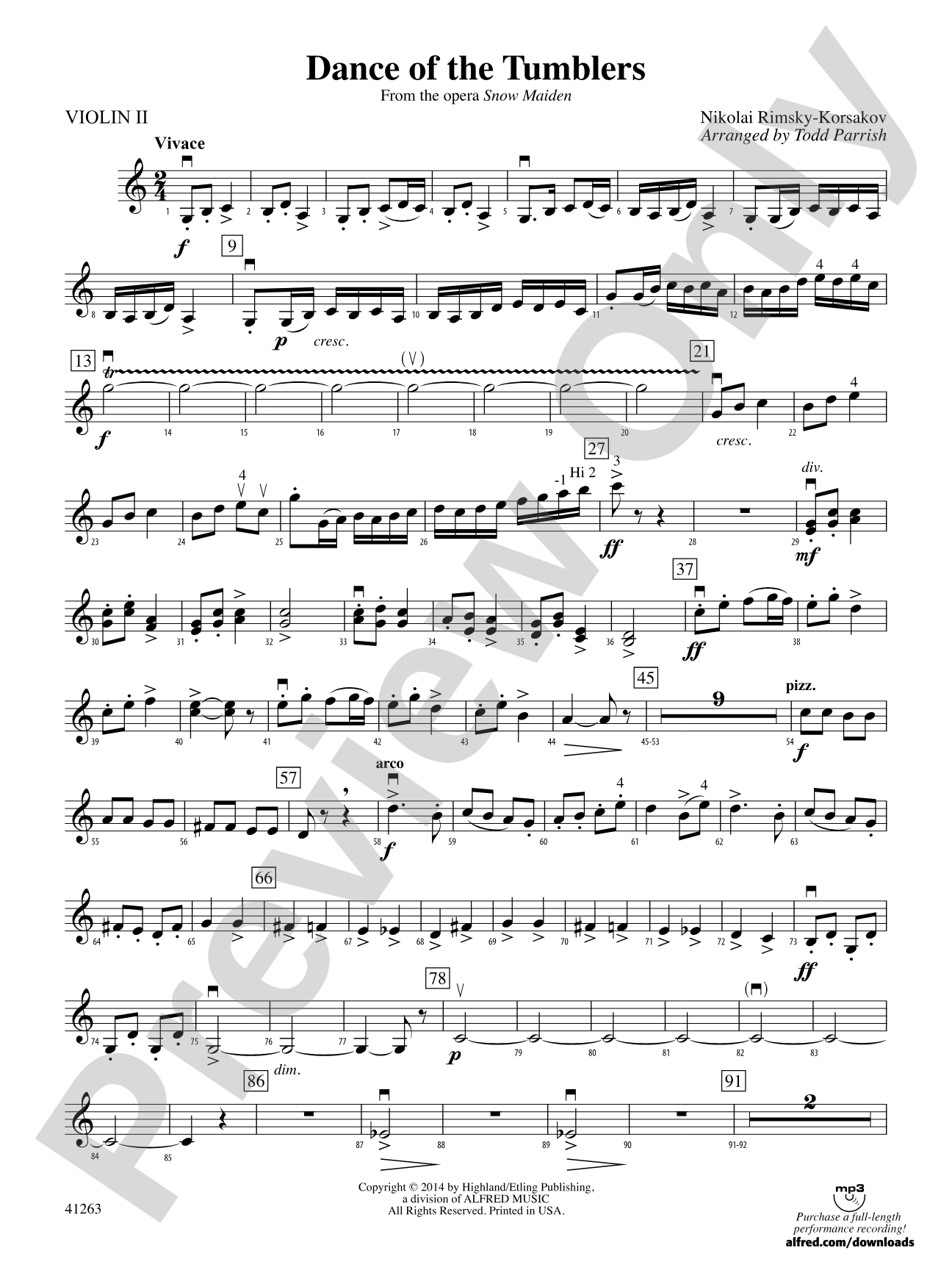 Dance of the Tumblers (from the Opera Snow Maiden): 2nd Violin