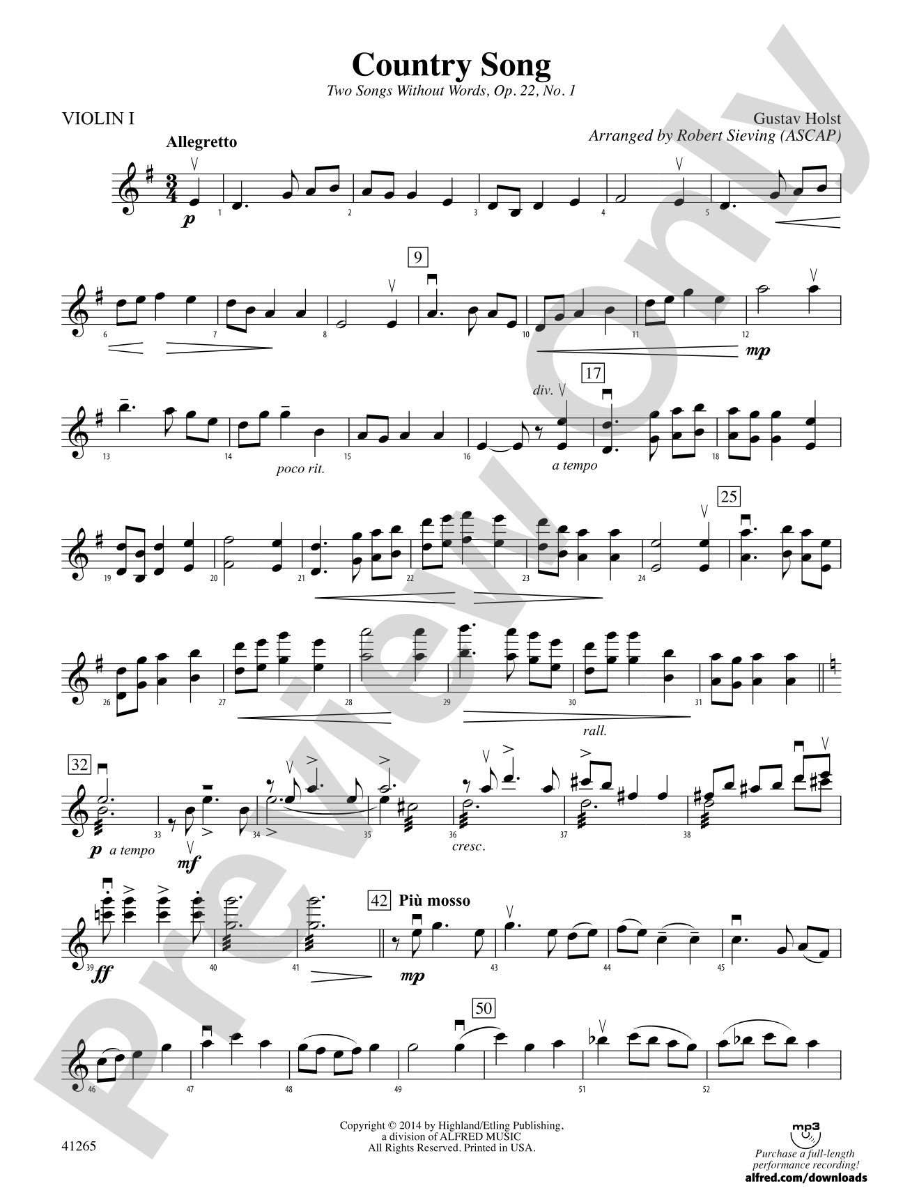 Country Song: 1st Violin