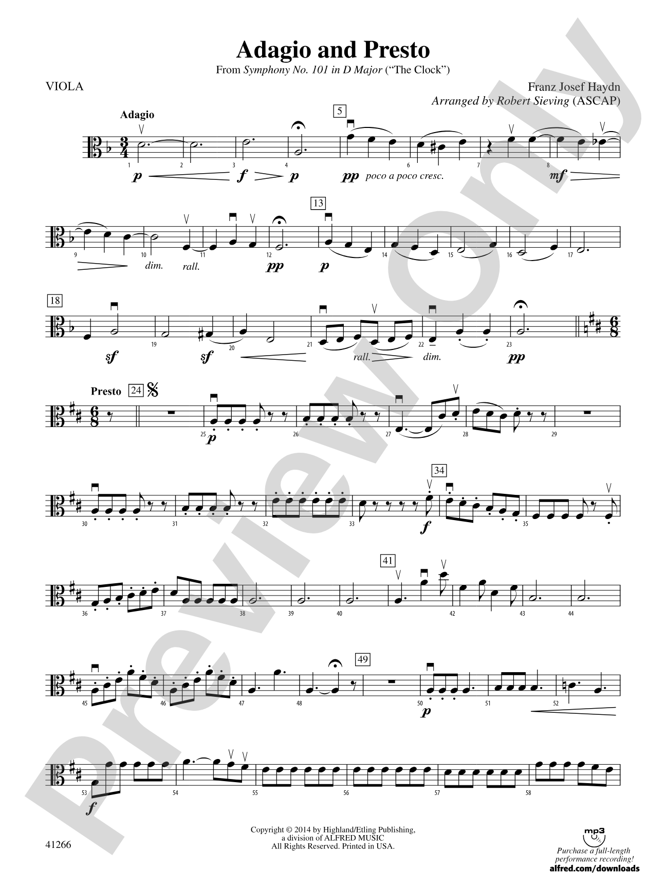 Adagio and Presto: Viola