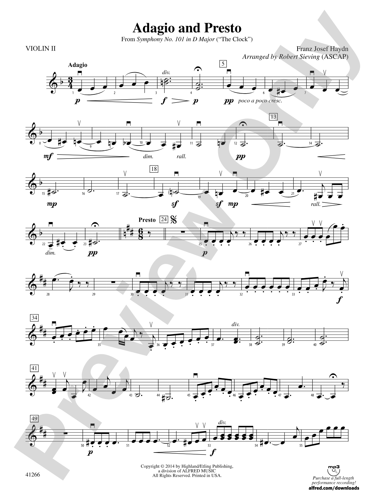 Adagio and Presto: 2nd Violin