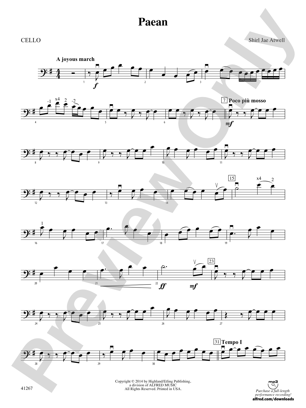 Paean: Cello