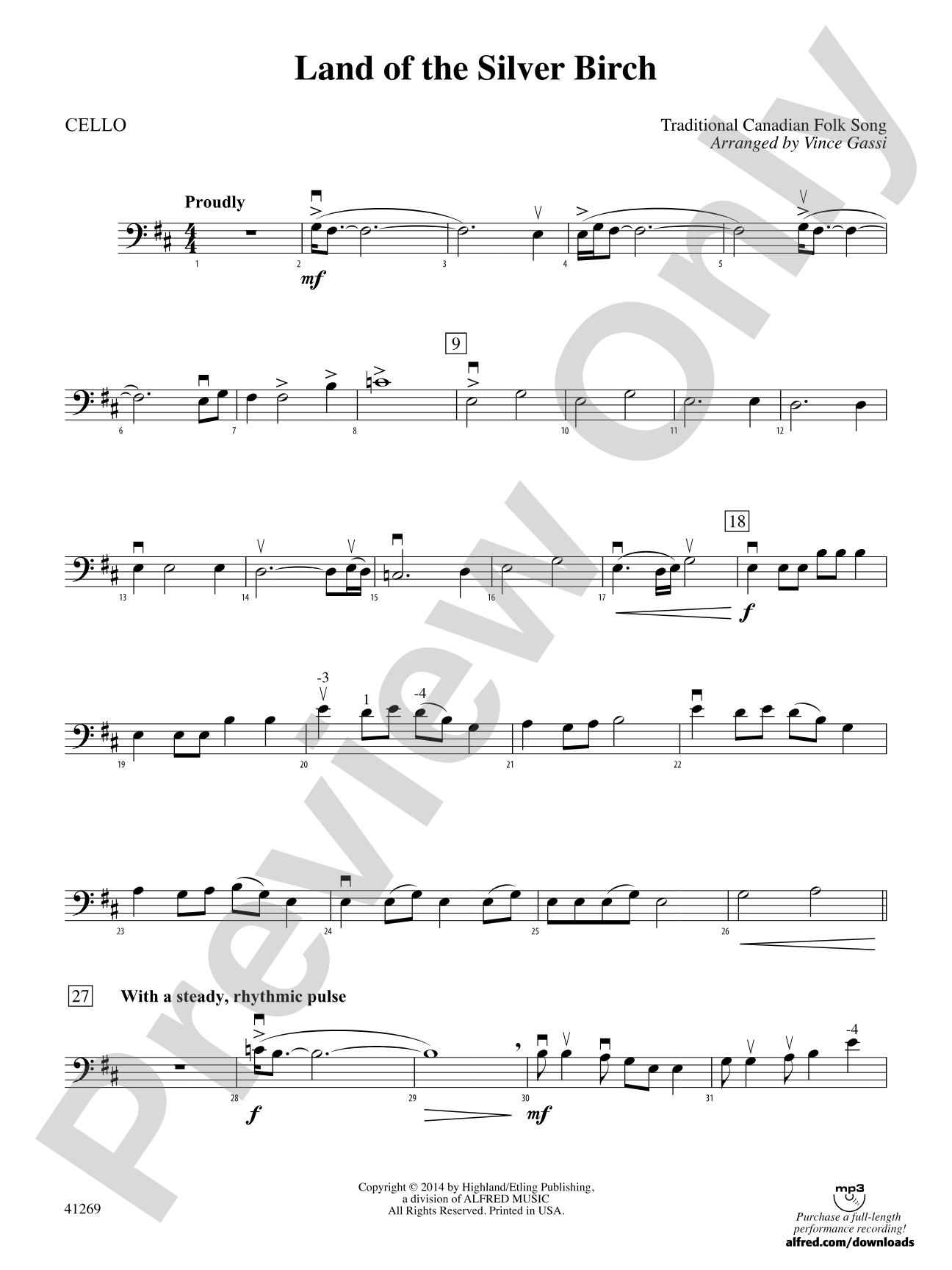 Land of the Silver Birch: Cello