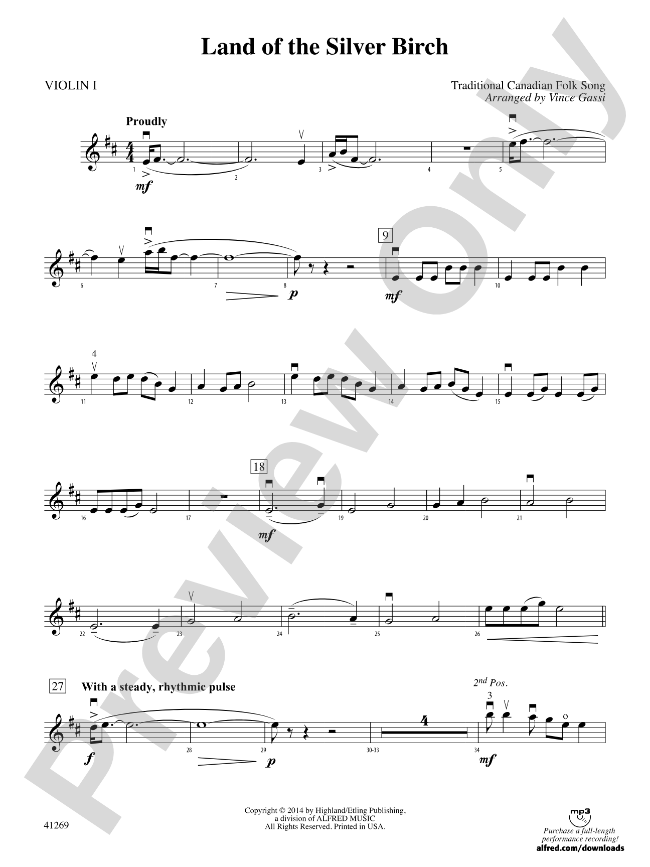 Land of the Silver Birch: 1st Violin