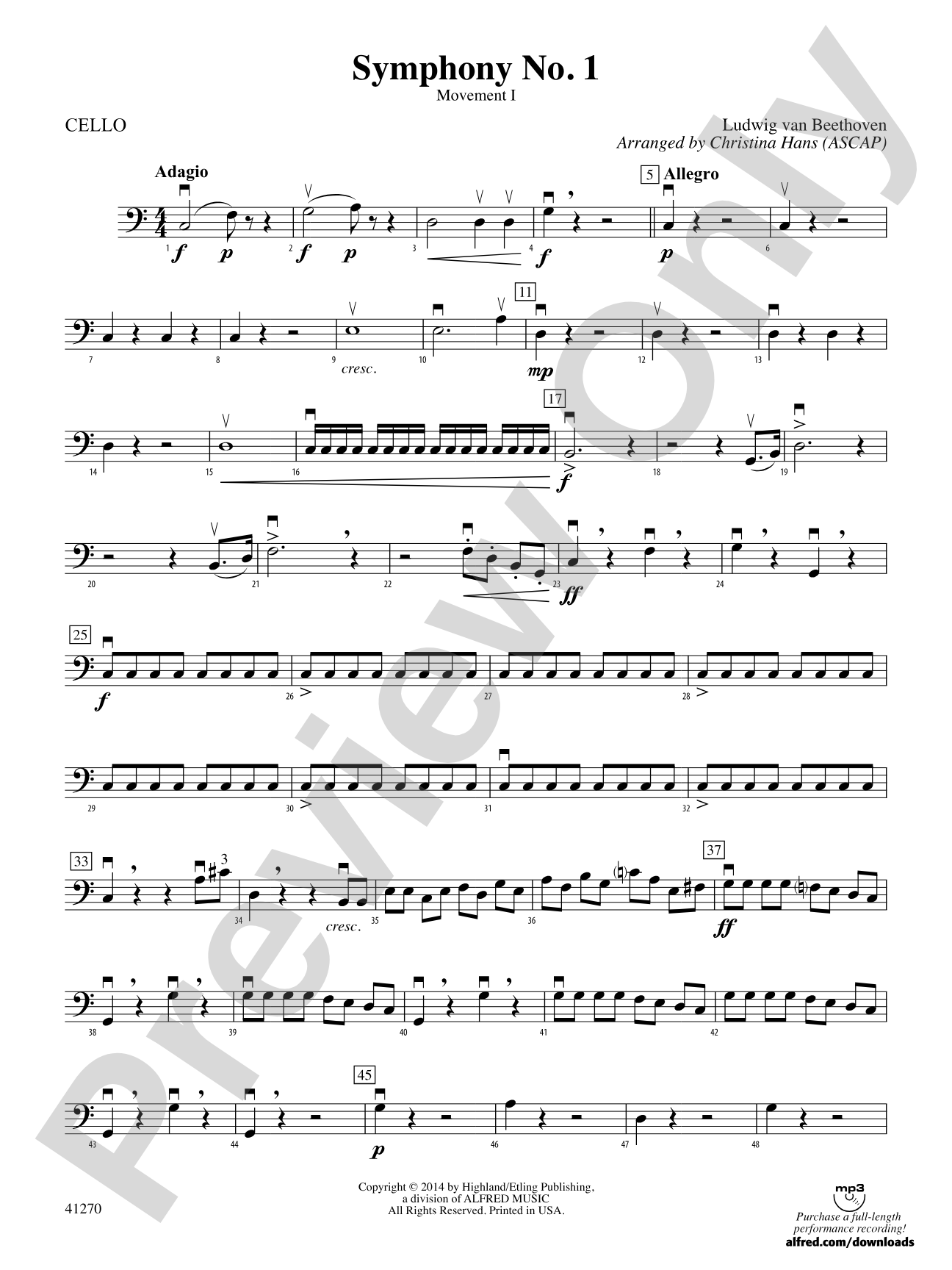 Symphony No. 1: Cello
