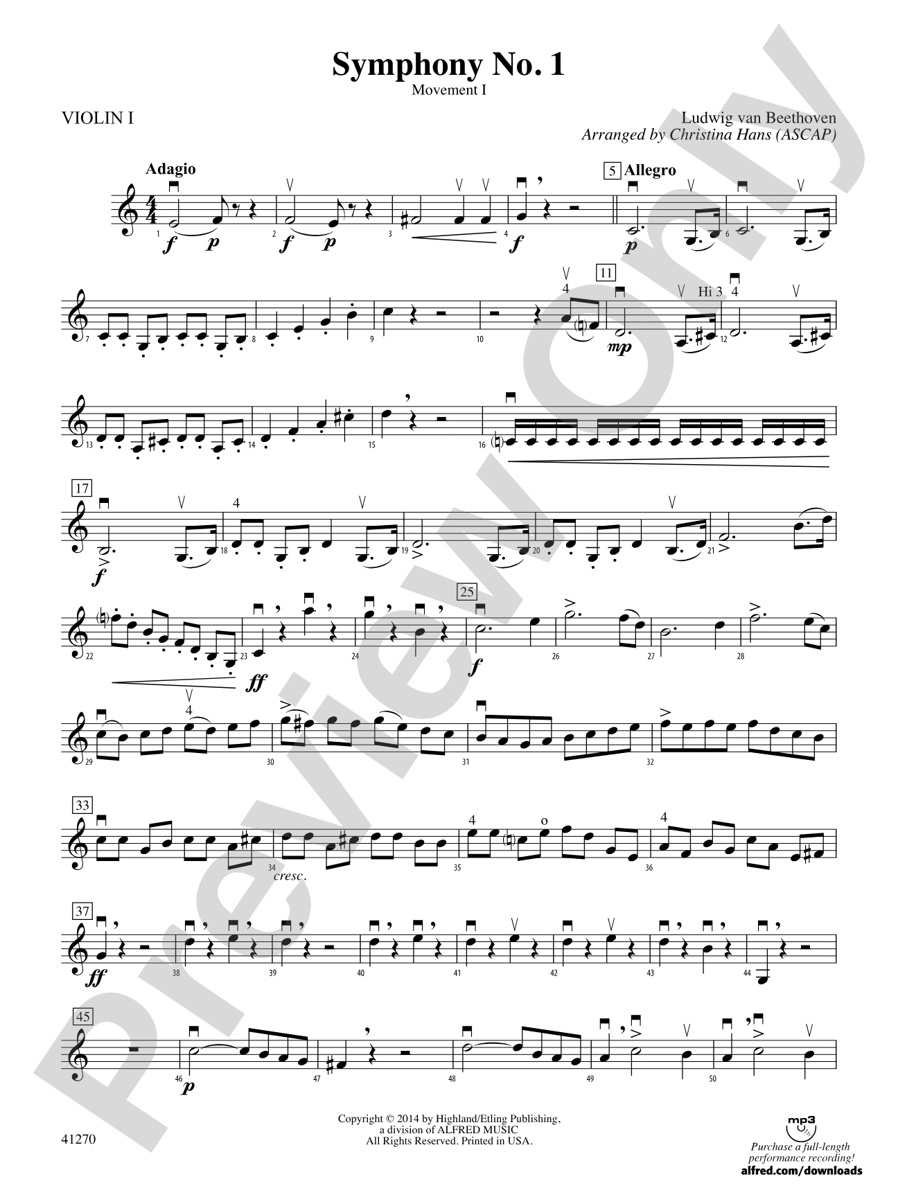 Symphony No. 1: 1st Violin