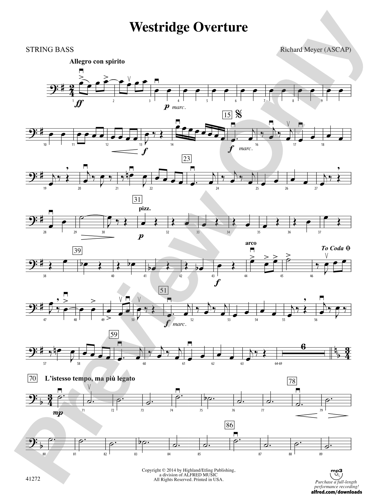 Westridge Overture: String Bass