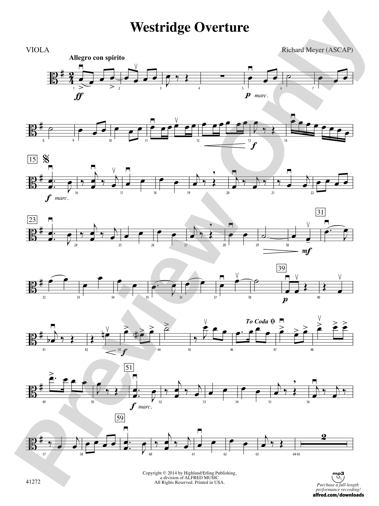 Westridge Overture: Viola