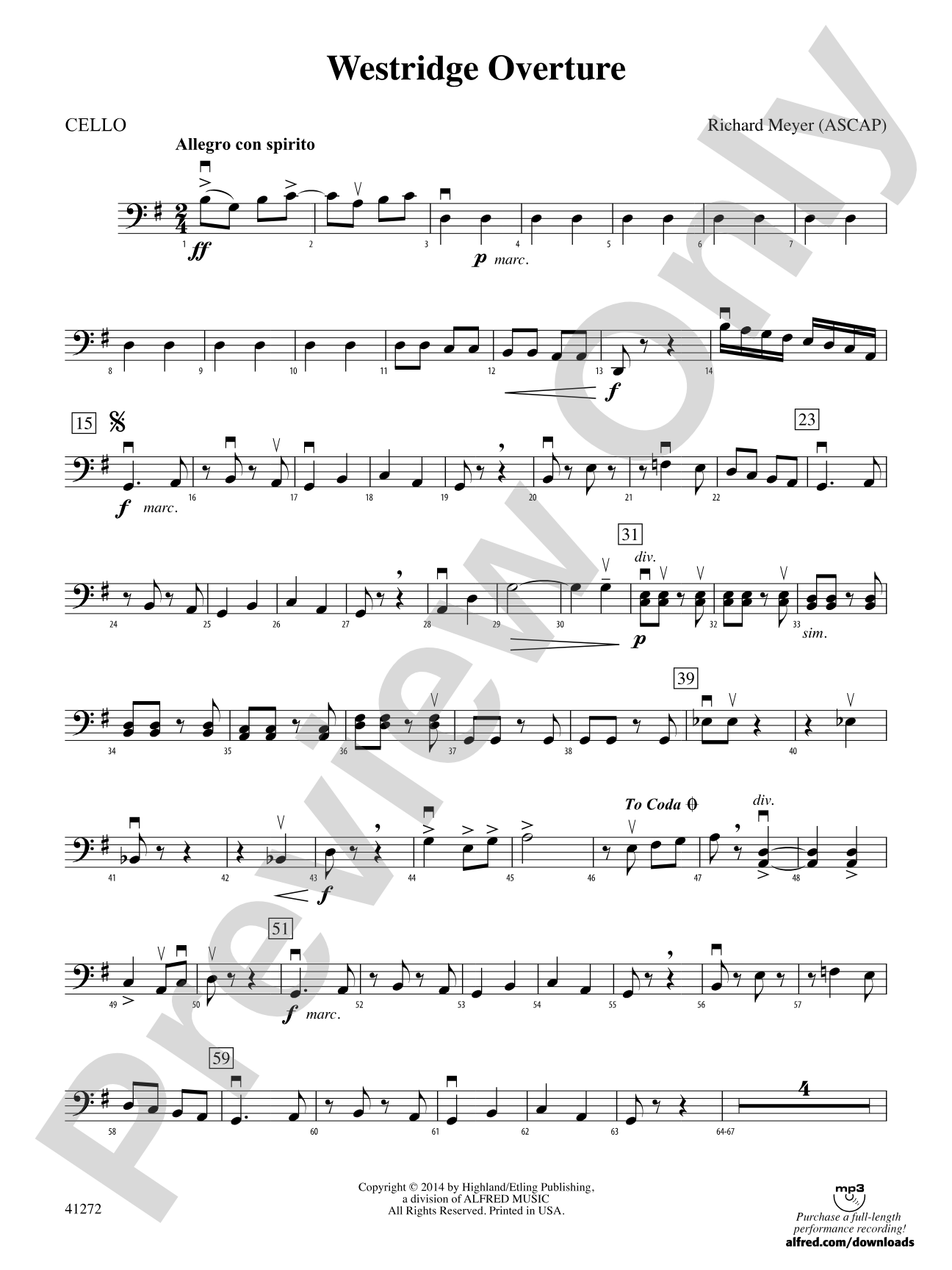 Westridge Overture: Cello
