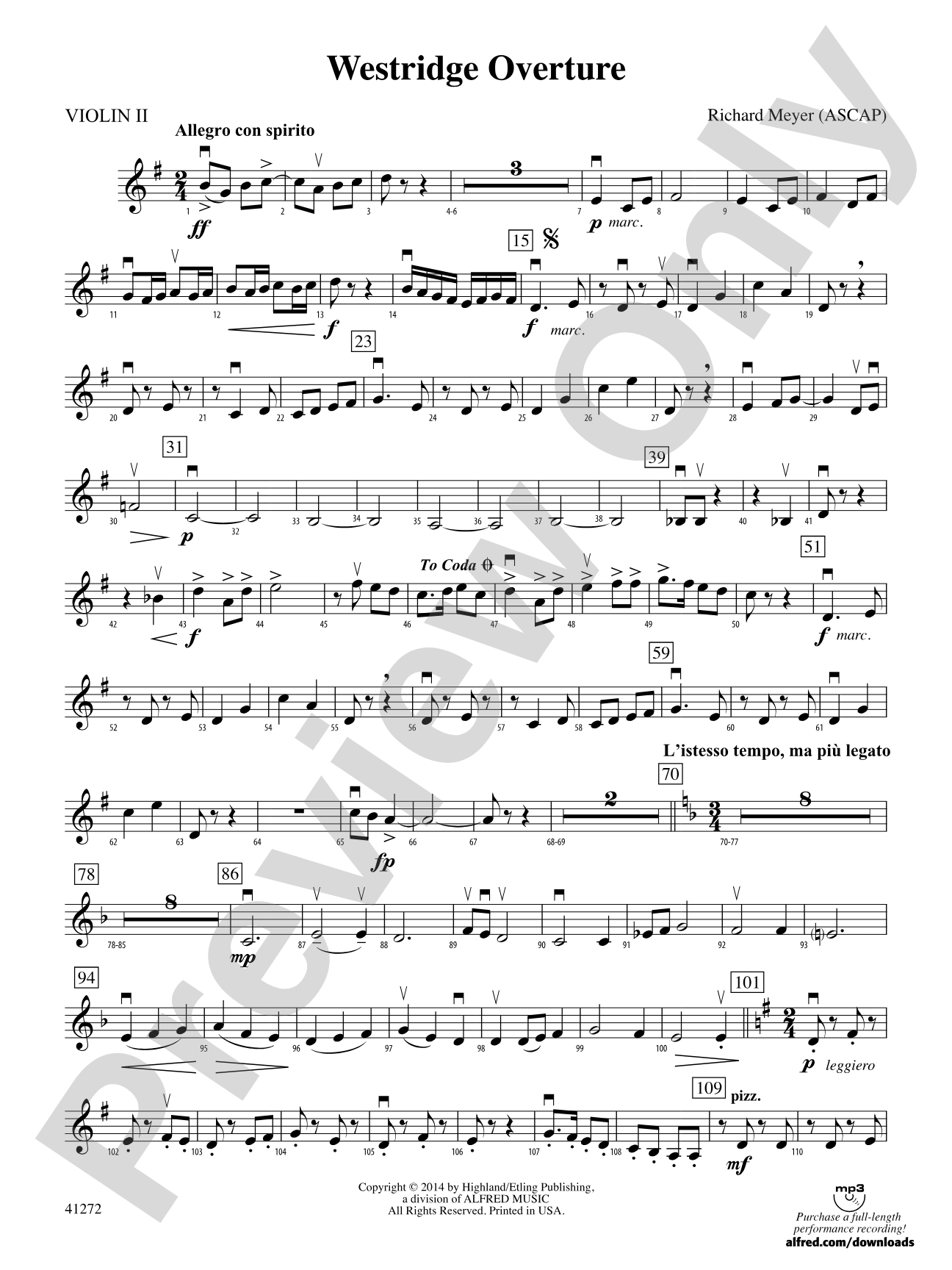 Westridge Overture: 2nd Violin