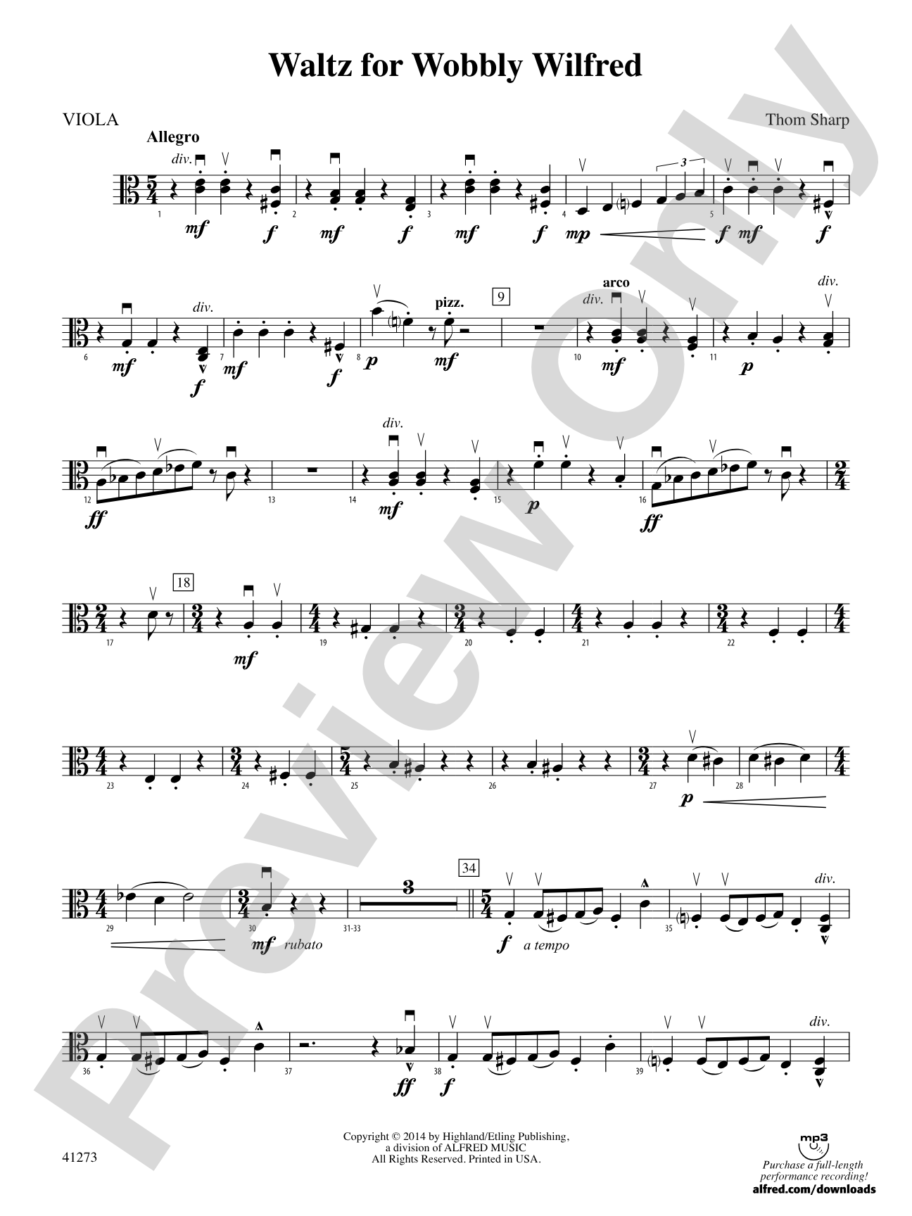 Waltz for Wobbly Wilfred: Viola