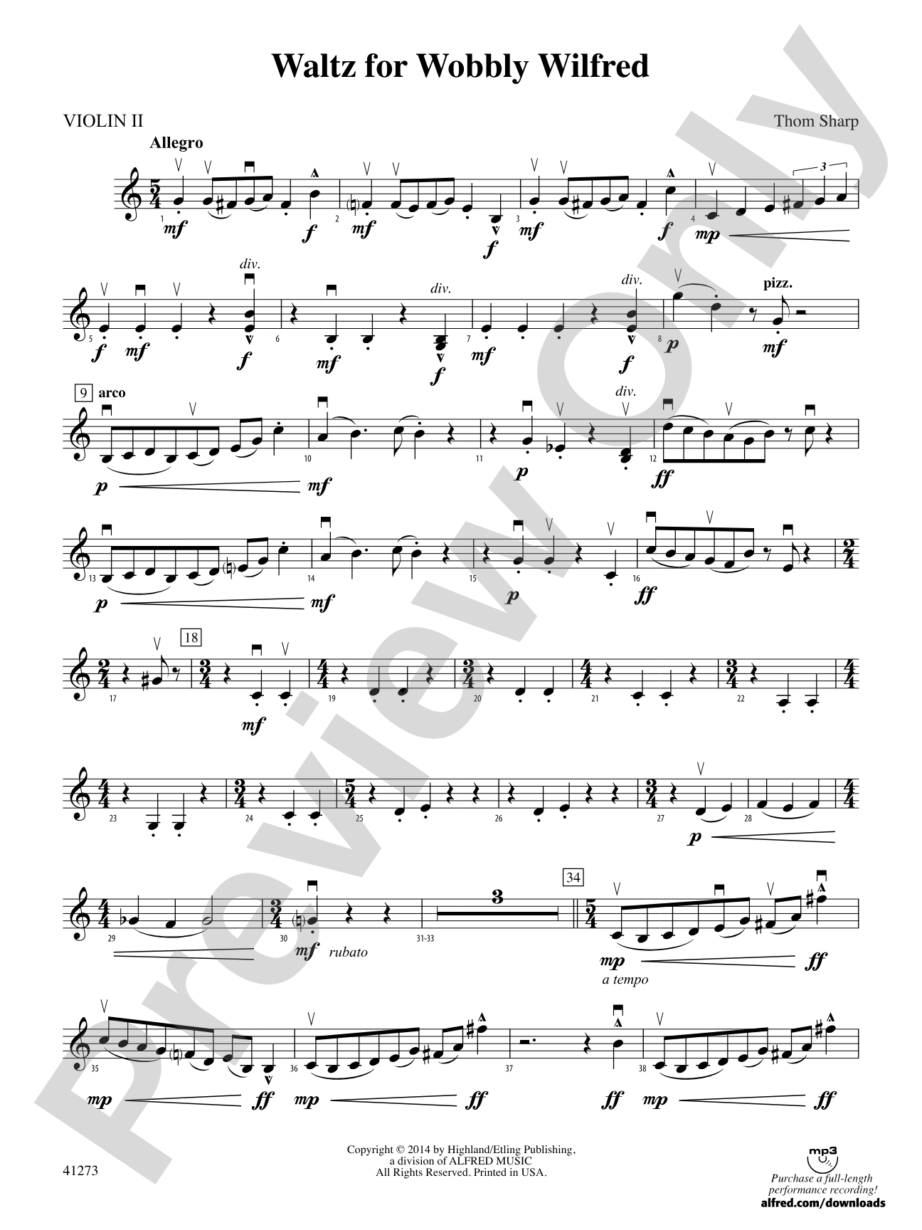 Waltz for Wobbly Wilfred: 2nd Violin