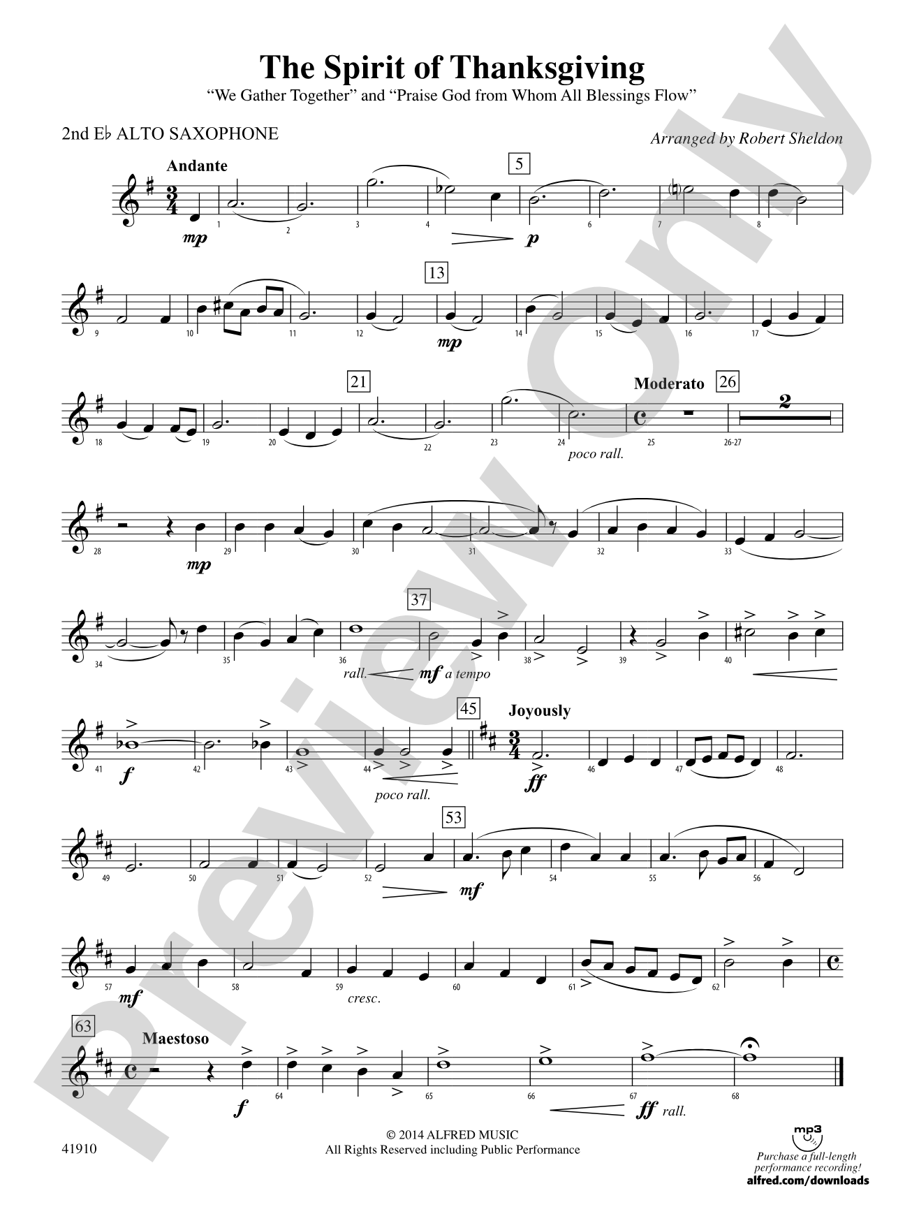 The Spirit of Thanksgiving: 2nd E-flat Alto Saxophone