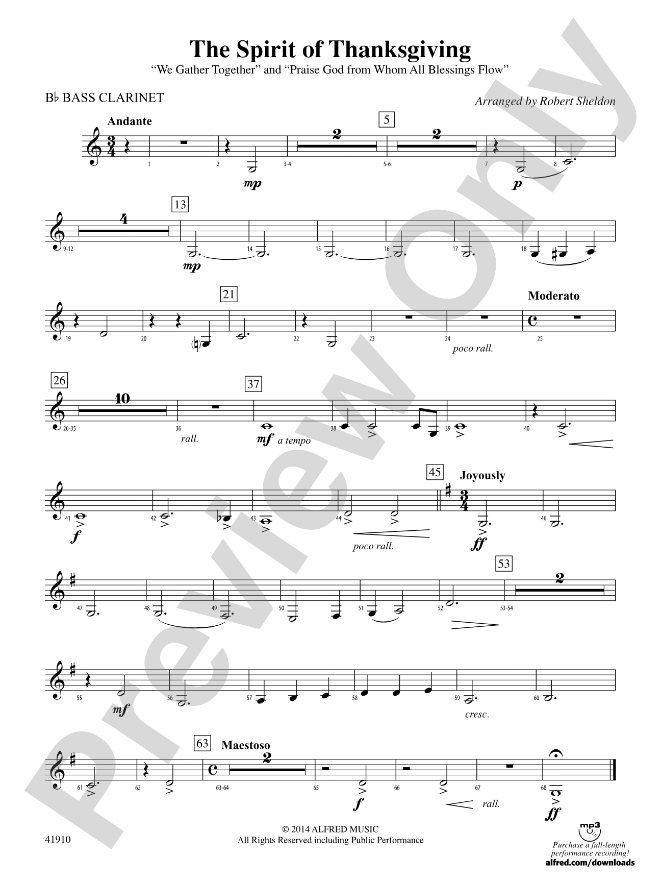 The Spirit of Thanksgiving: B-flat Bass Clarinet