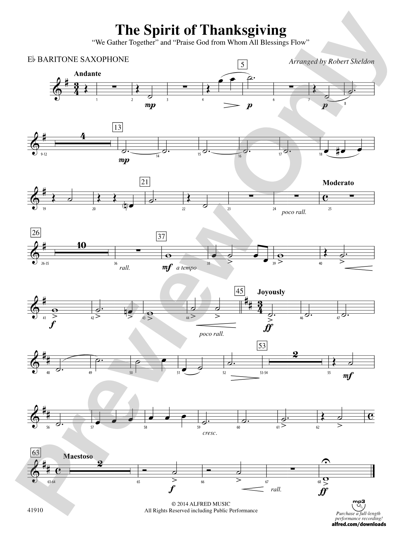 The Spirit of Thanksgiving: E-flat Baritone Saxophone