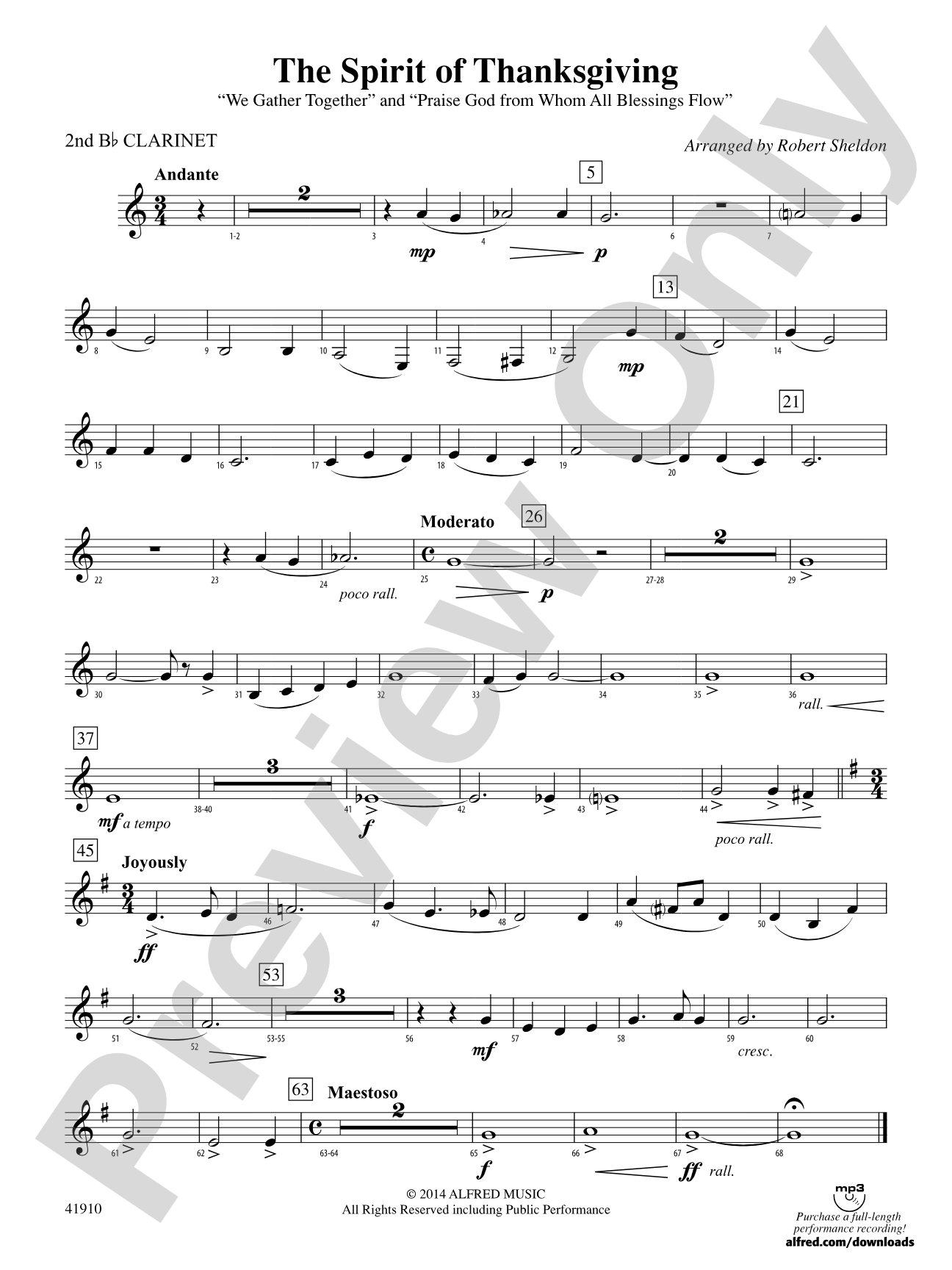 The Spirit of Thanksgiving: 2nd B-flat Clarinet