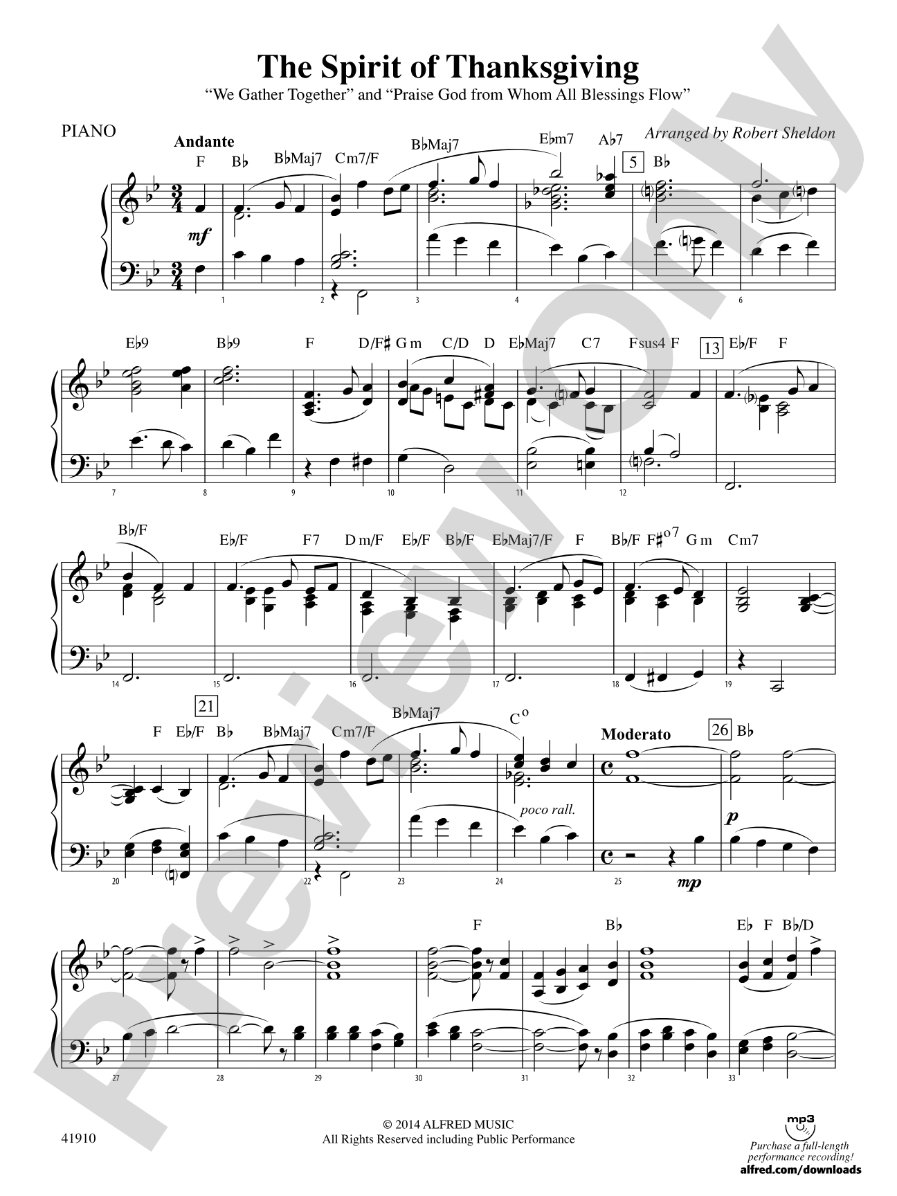 The Spirit of Thanksgiving: Piano Accompaniment