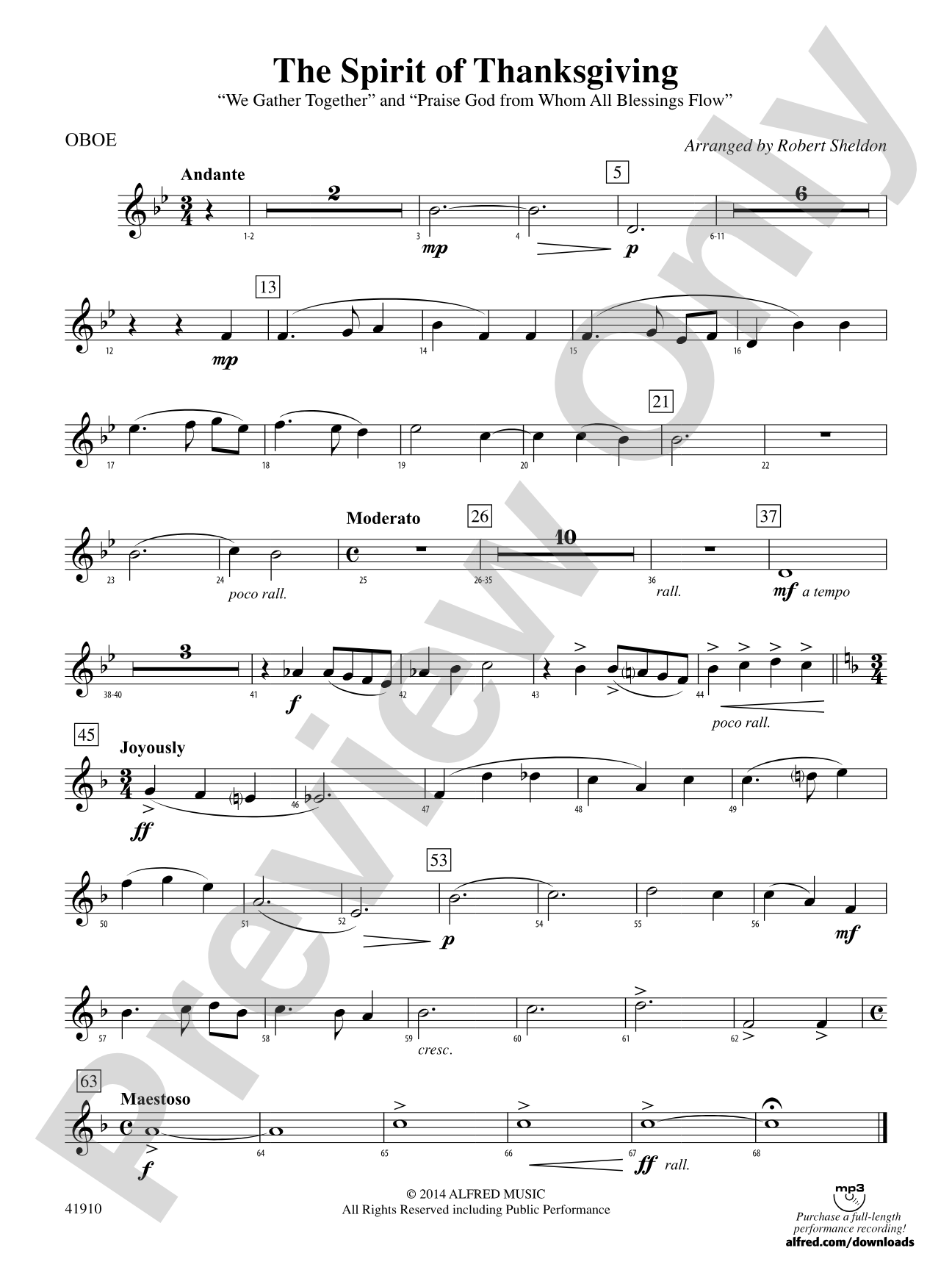 The Spirit of Thanksgiving: Oboe
