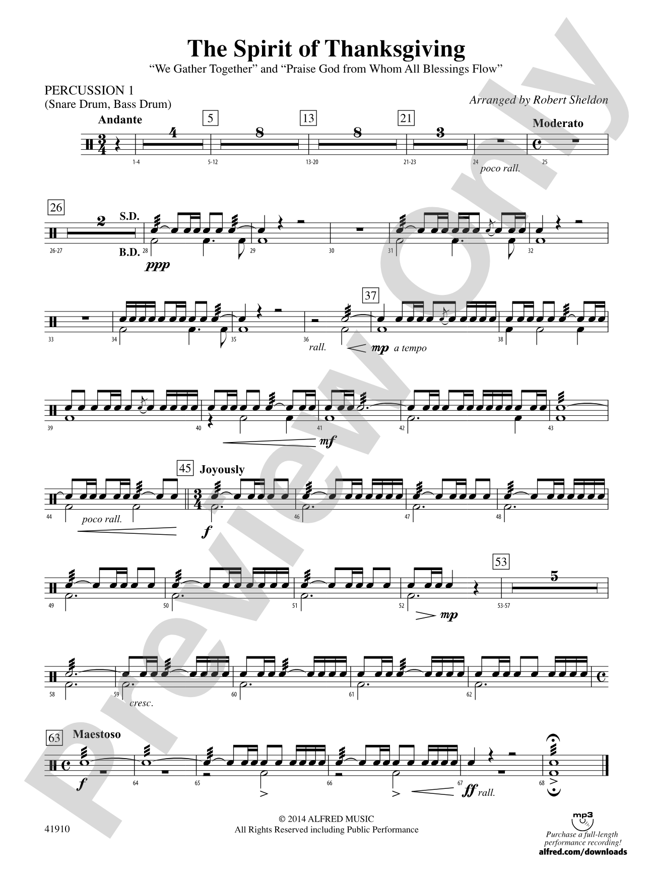 The Spirit of Thanksgiving: 1st Percussion