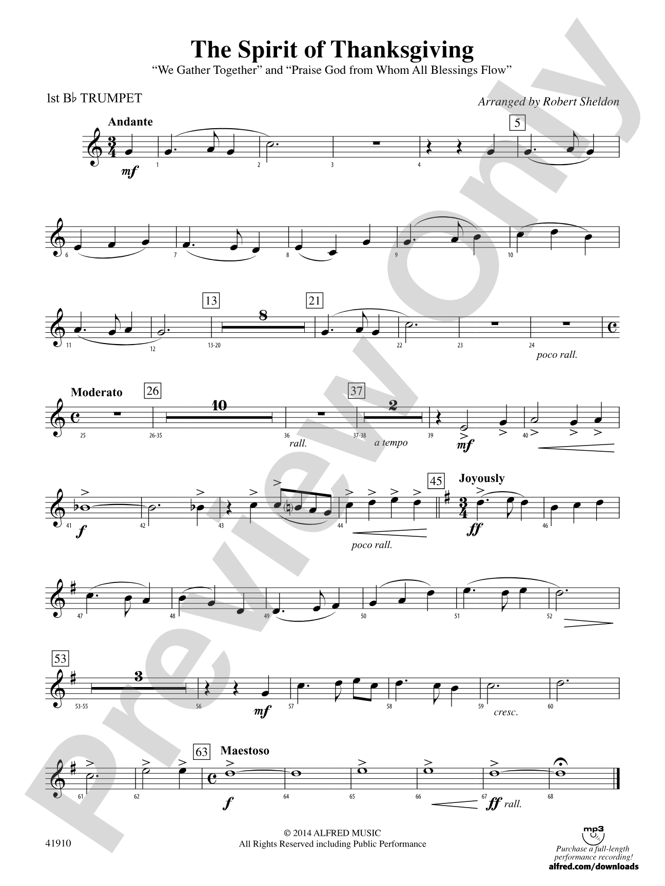 The Spirit of Thanksgiving: 1st B-flat Trumpet