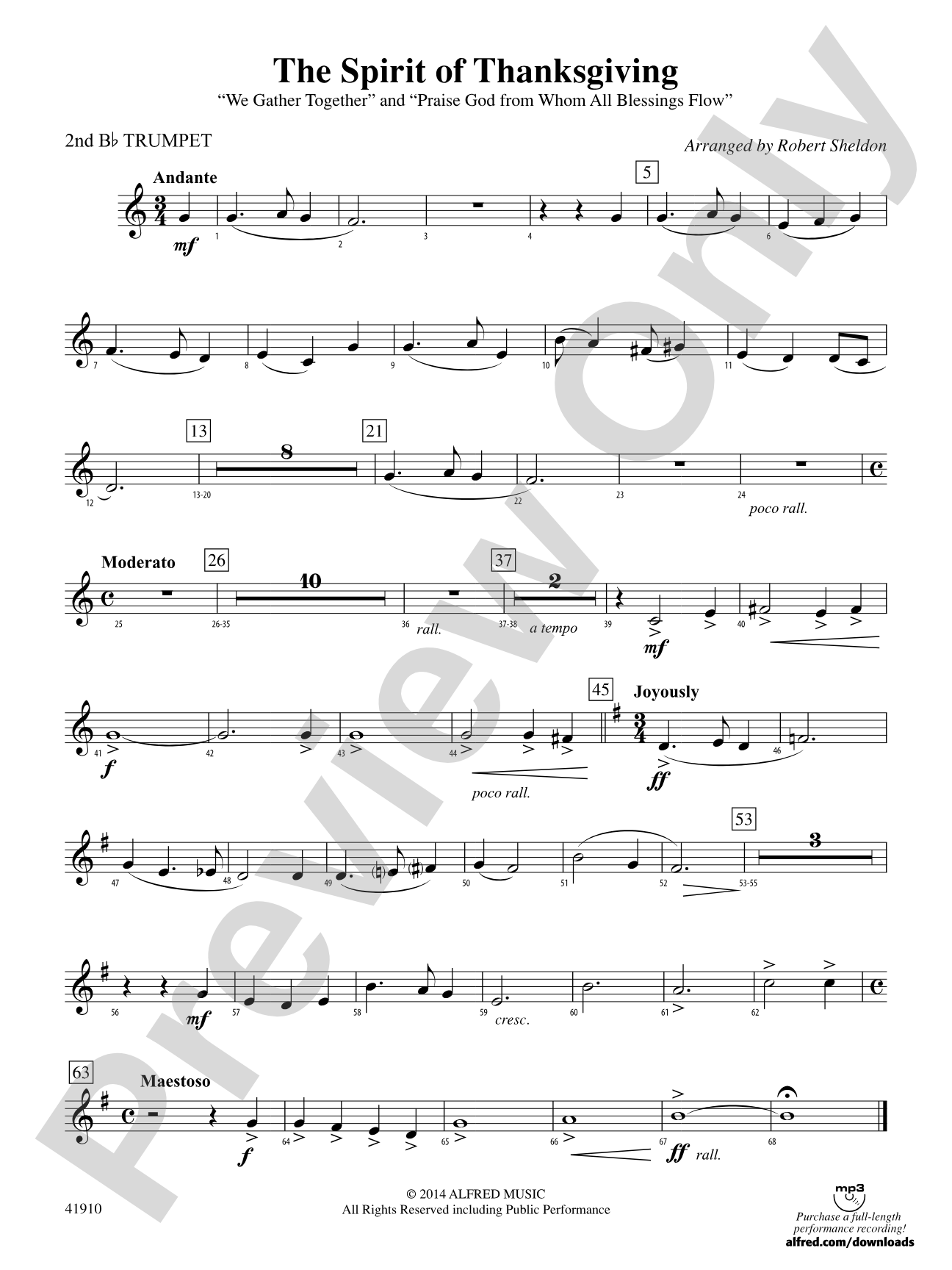 The Spirit of Thanksgiving: 2nd B-flat Trumpet