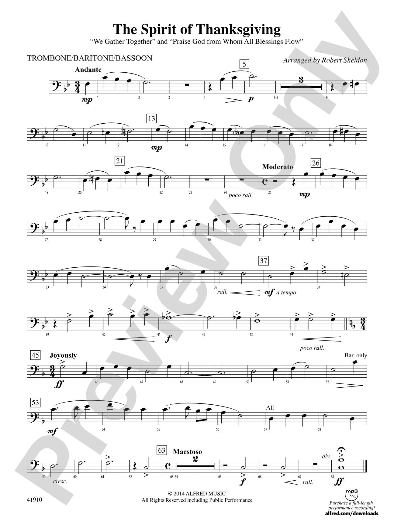 The Spirit of Thanksgiving: 1st Trombone