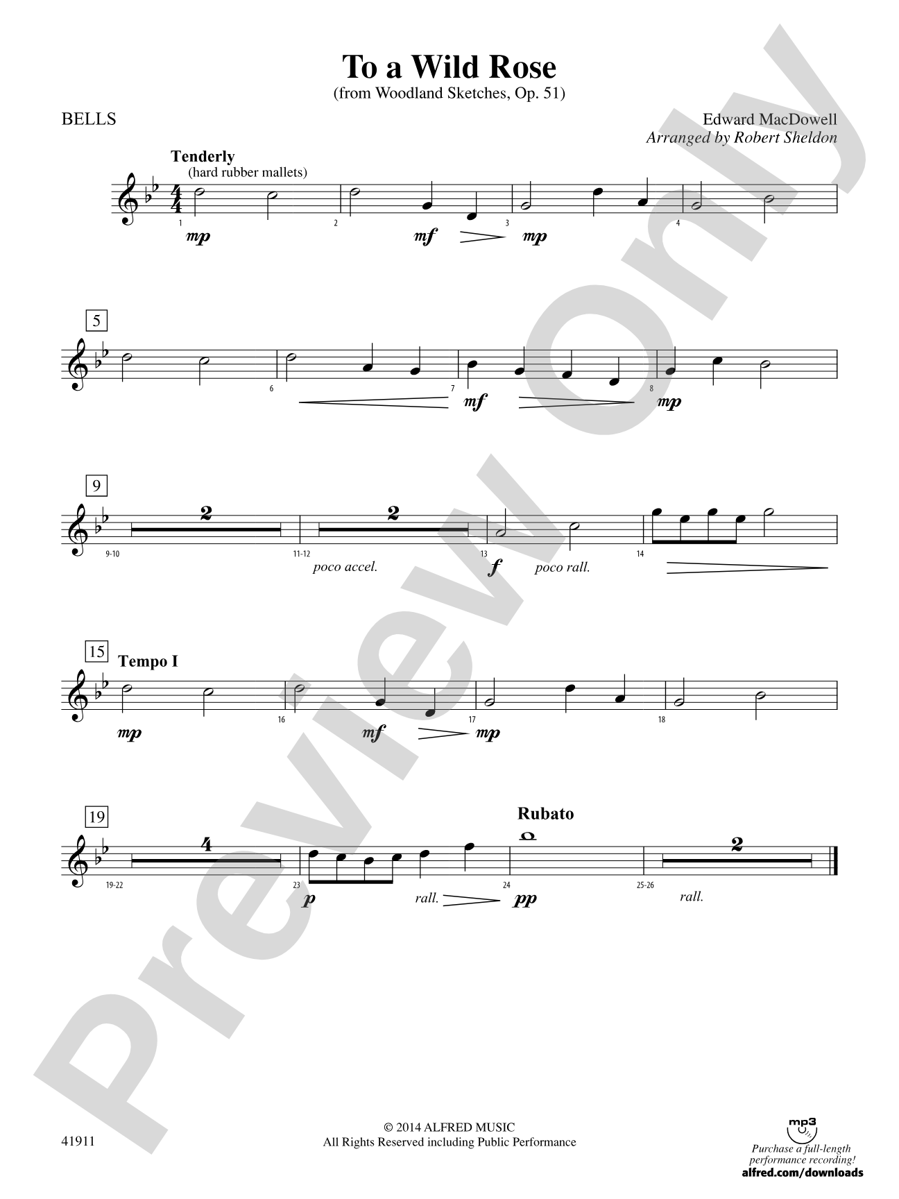 To a Wild Rose (from Woodland Sketches, Op. 51): Bells