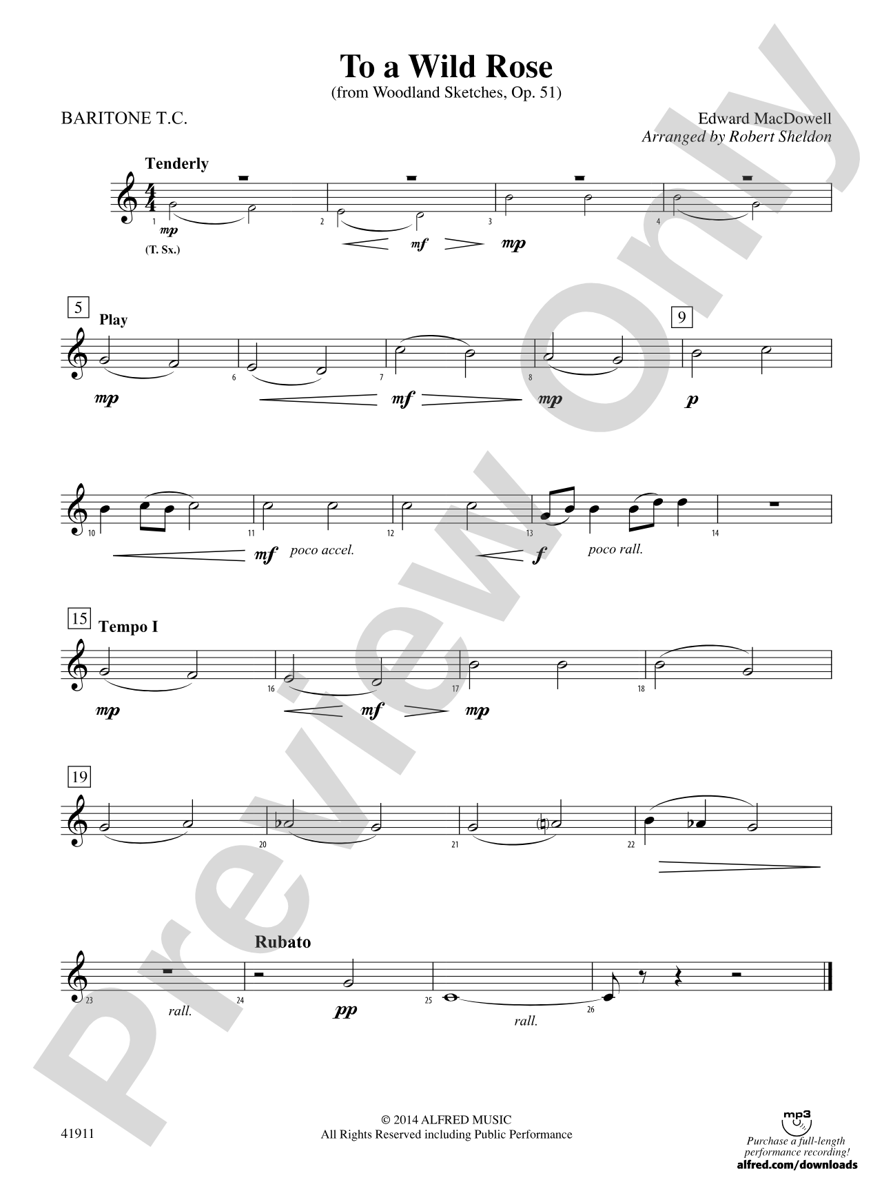 To a Wild Rose (from Woodland Sketches, Op. 51): Baritone T.C.